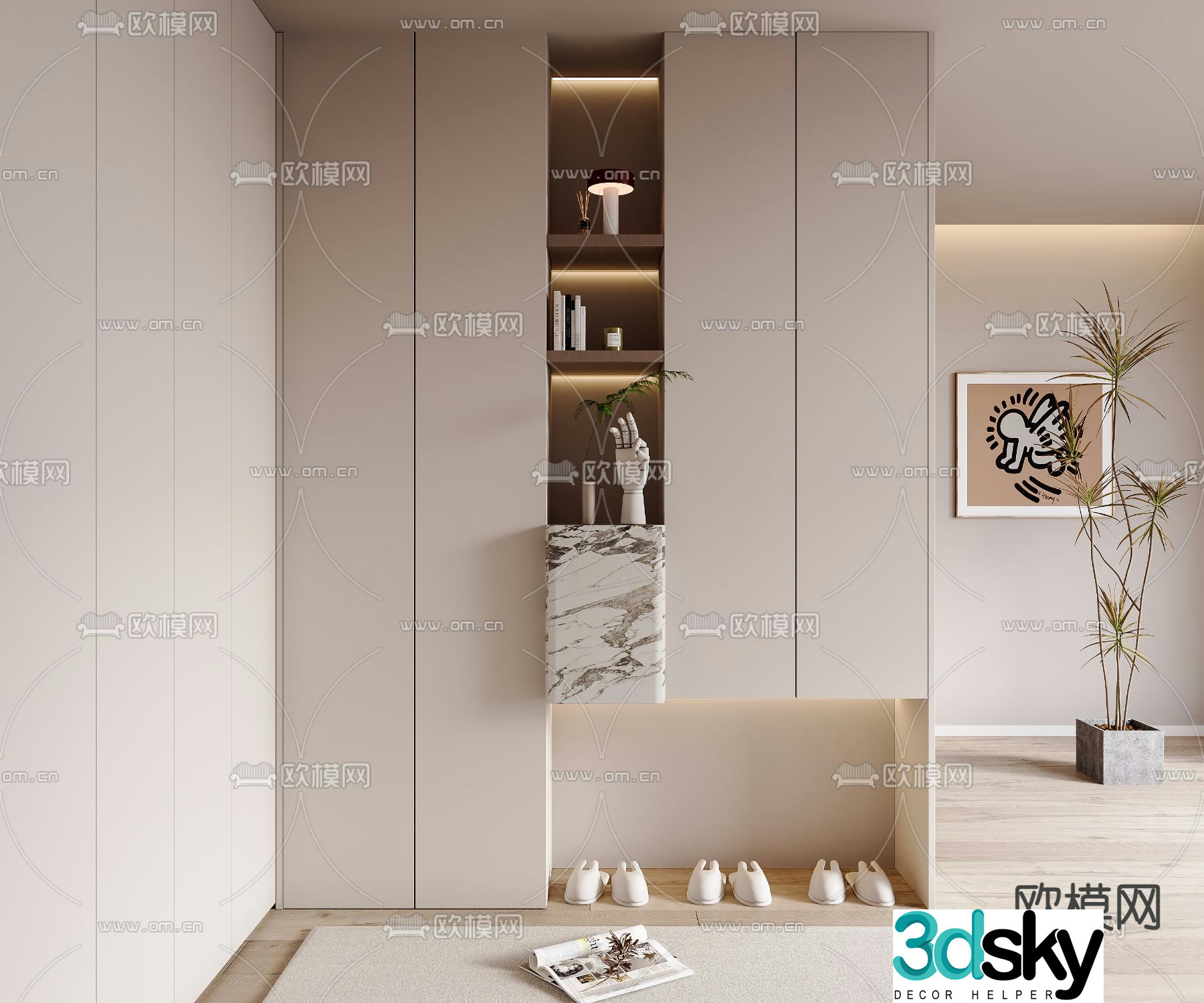 3D model of the entrance shoe cabinet