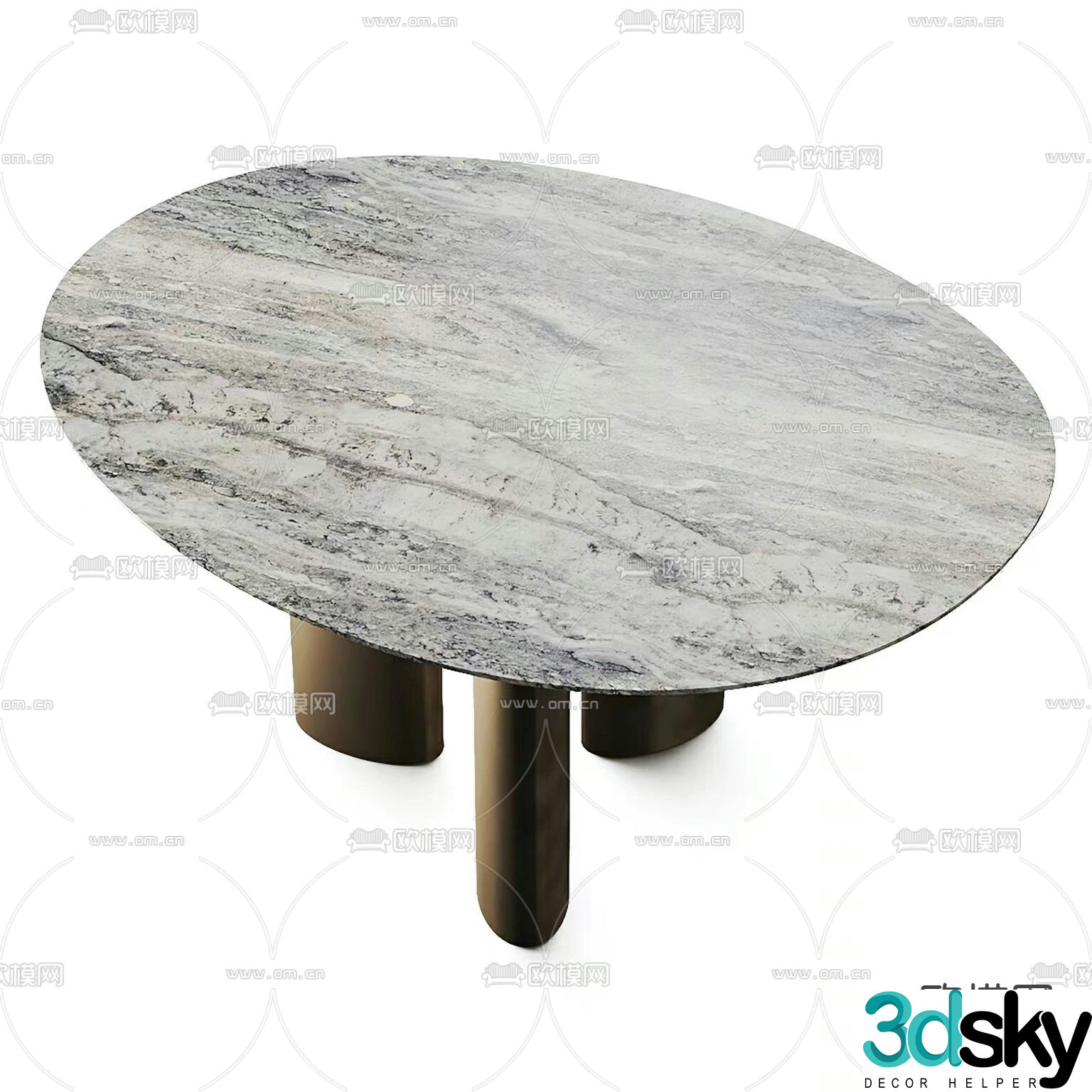 Light luxury dining table oval dining table 3D model