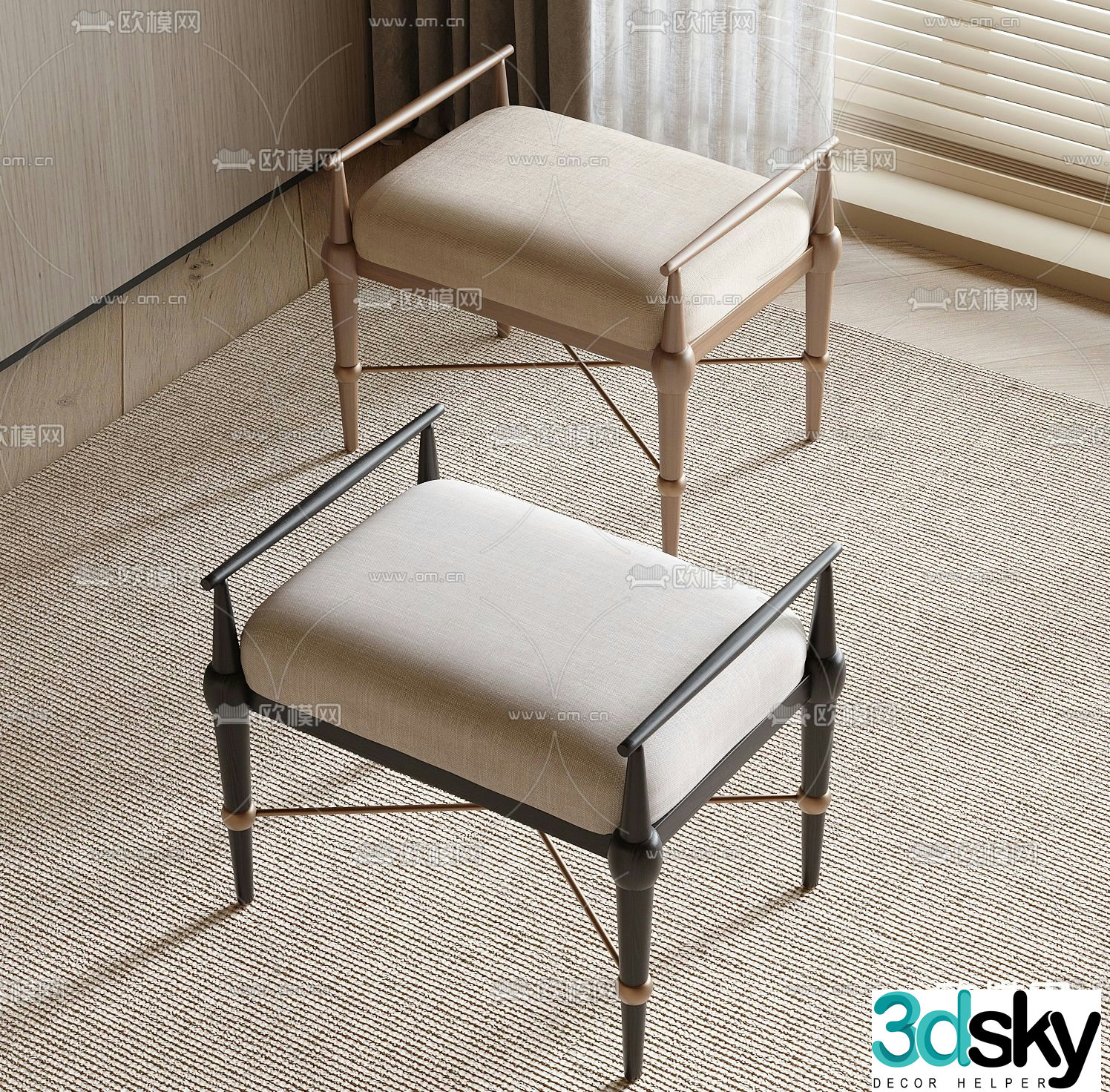 Stool sofa stool low stool 3d model
