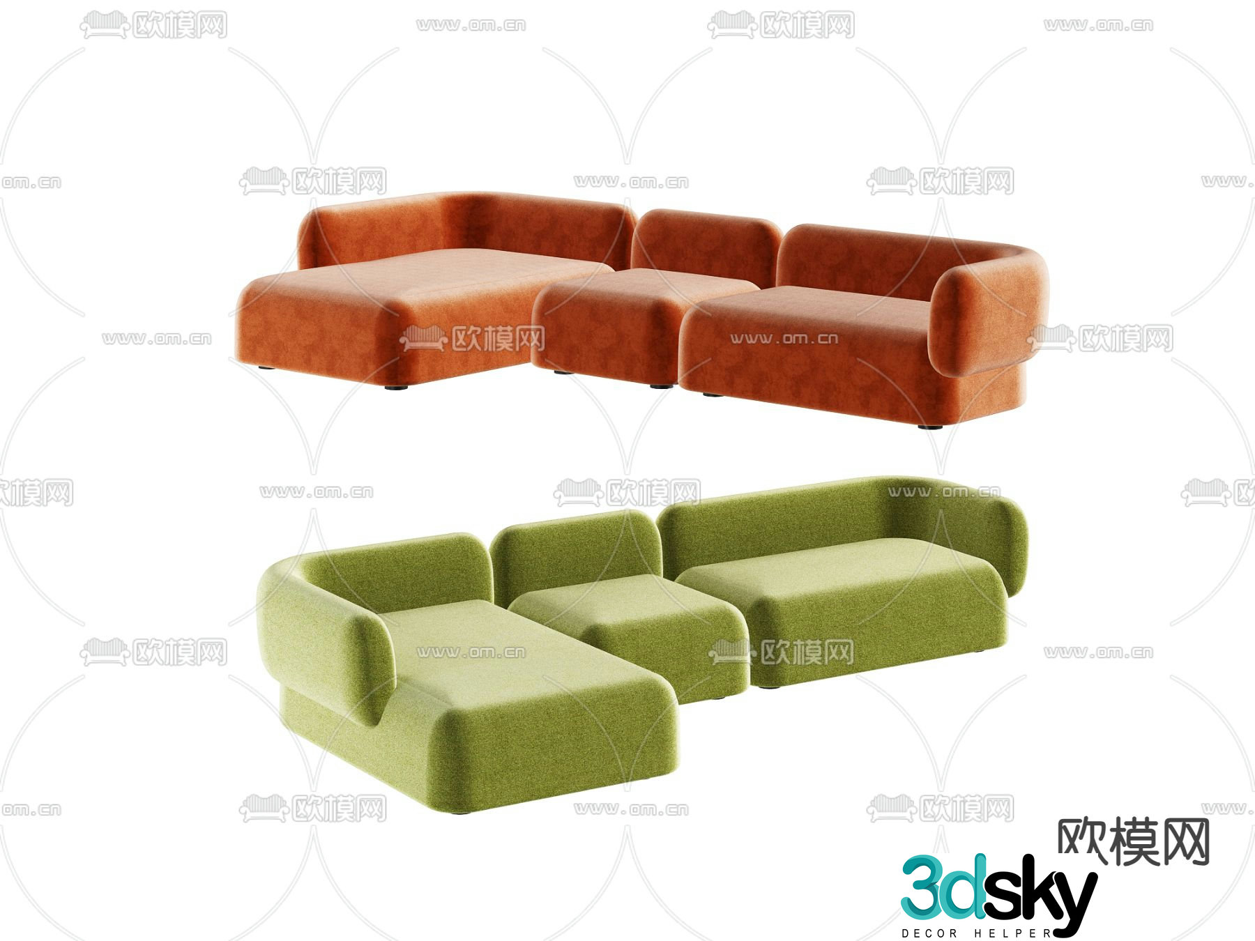 Modern multi-person sofa corner sofa 3d model