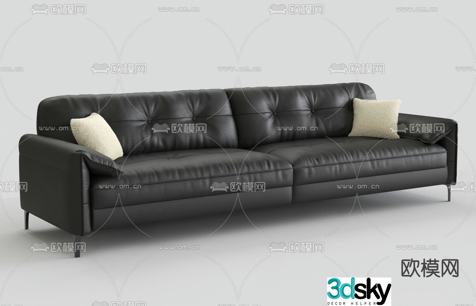 black sofa multi-person sofa 3d model