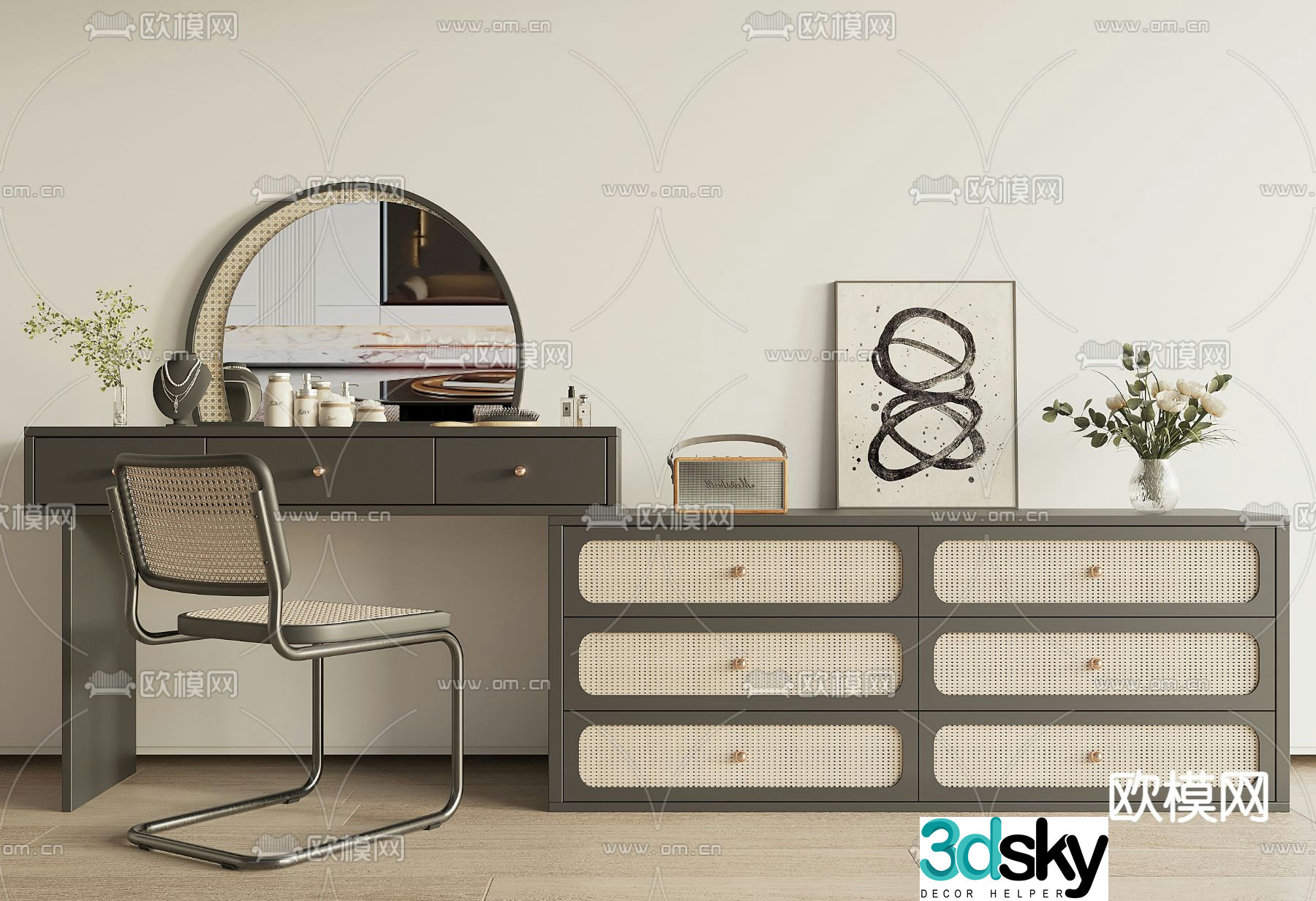Modern dressing table makeup table 3d model