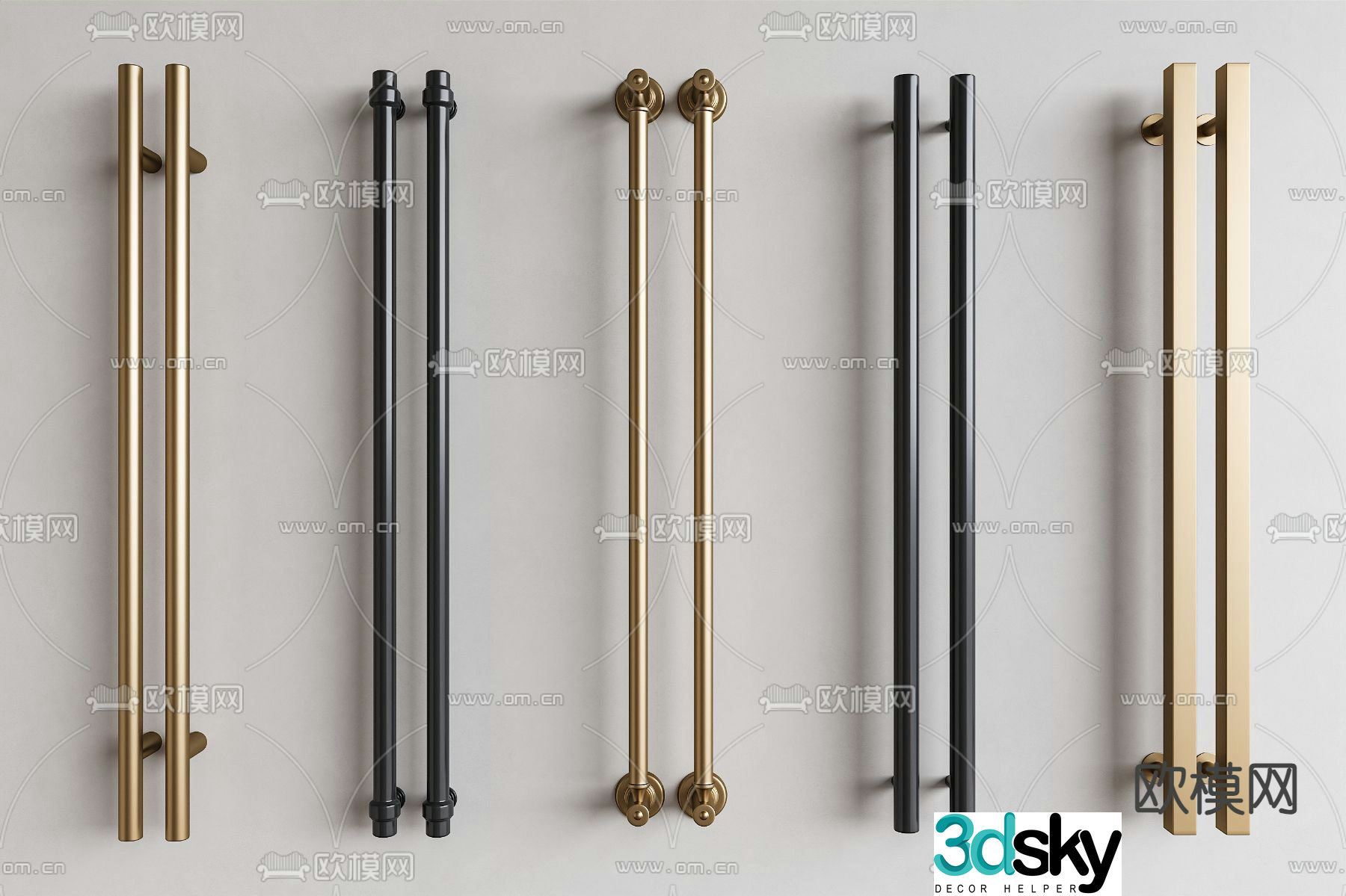 glass door handle door handle cabinet door handle 3d model