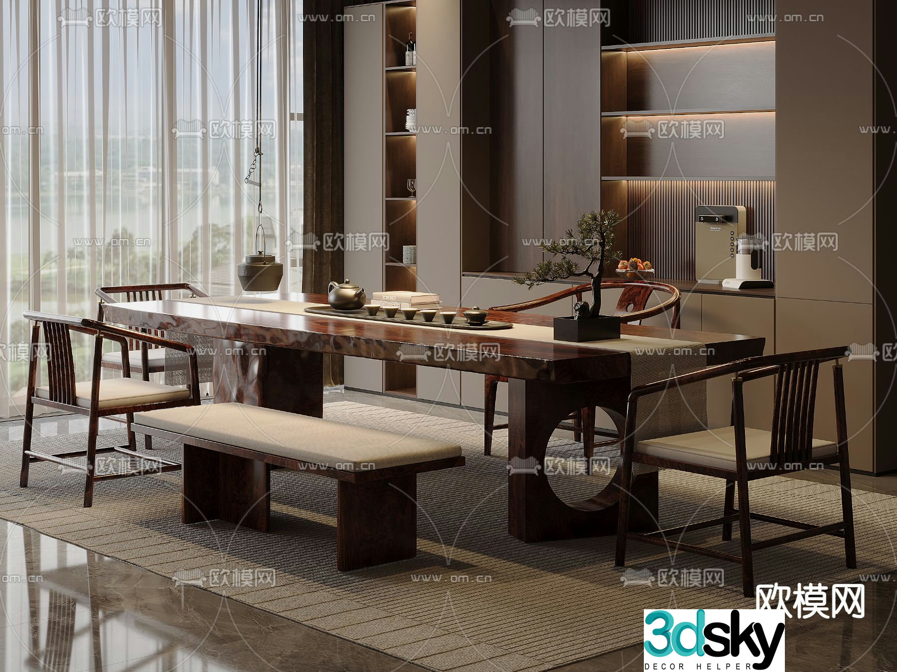 New Chinese style tea table tea table 3d model