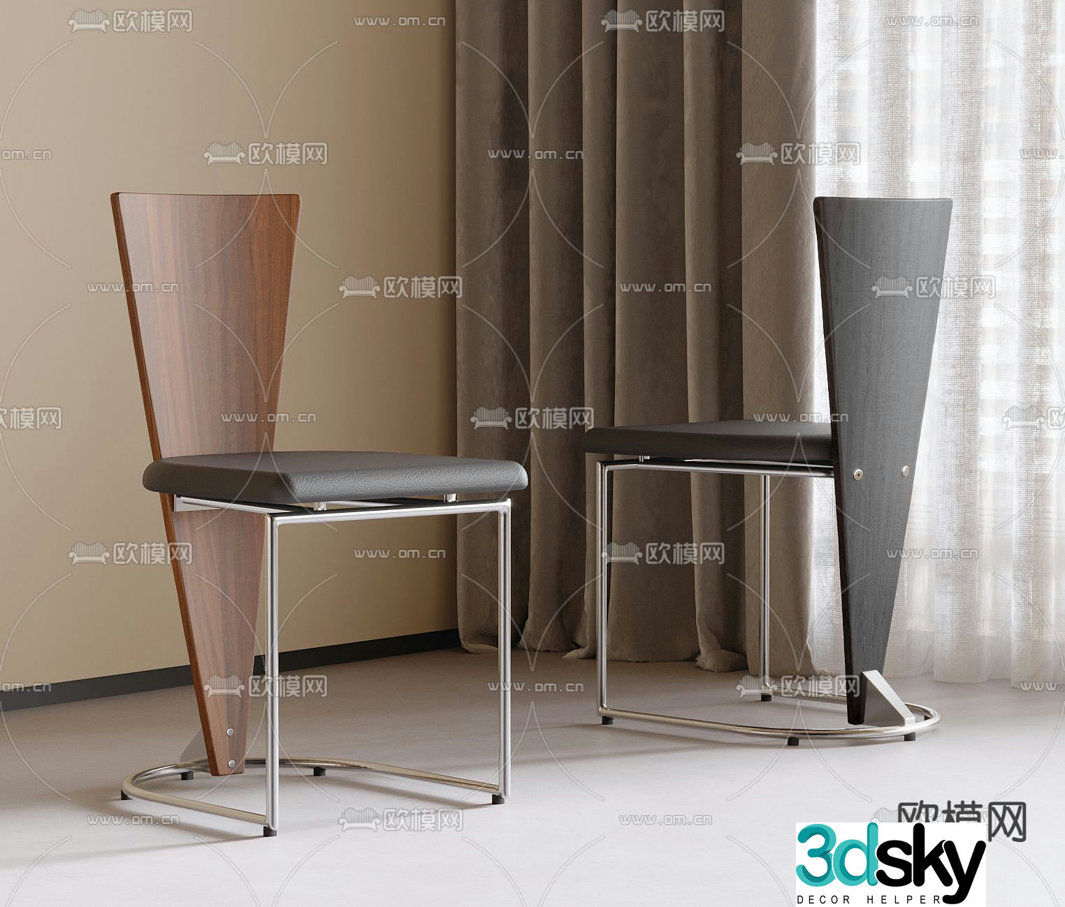 Medieval style dining chair single chair 3d model