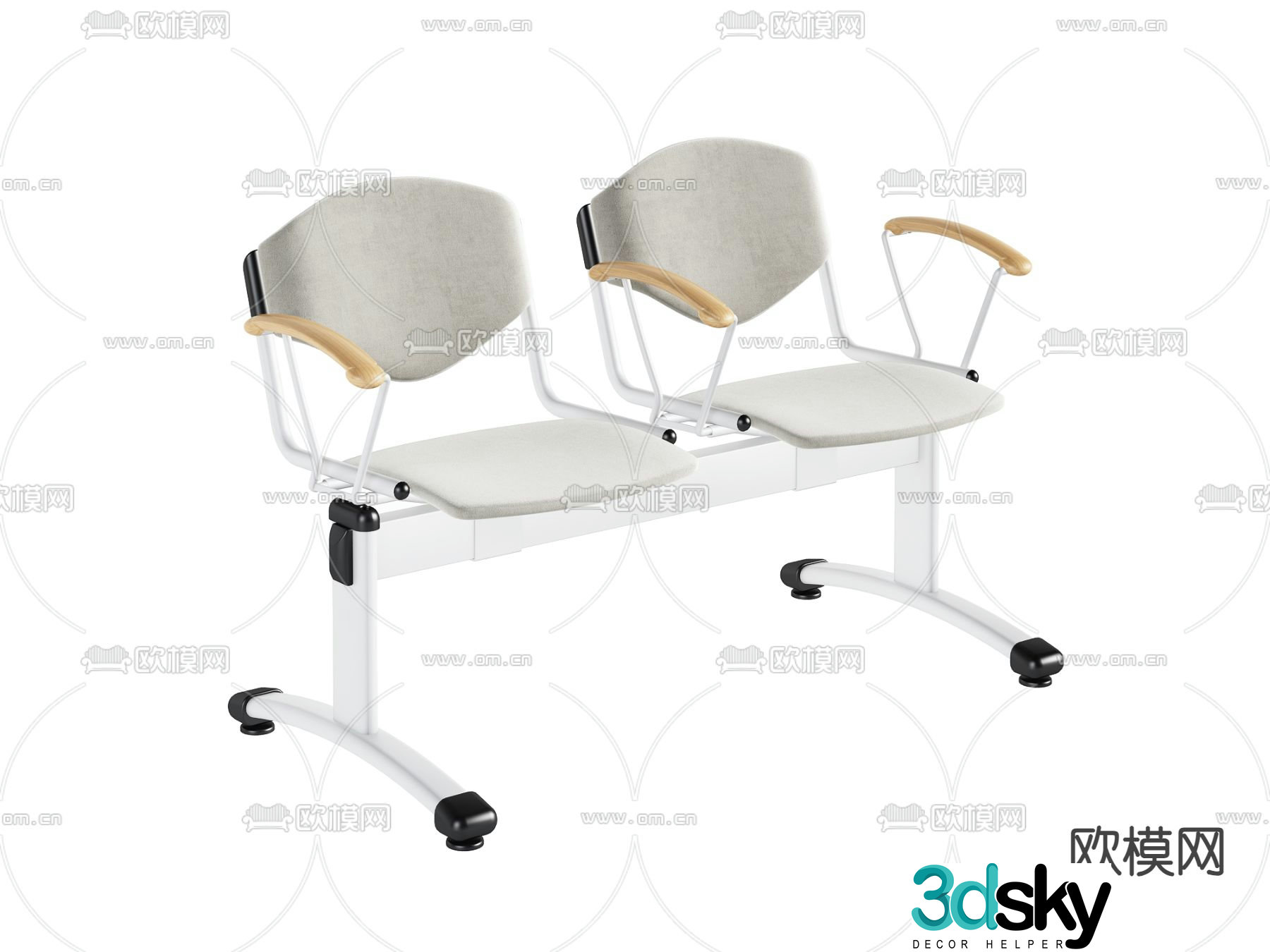 Continuous chairs public chairs waiting chairs 3D model