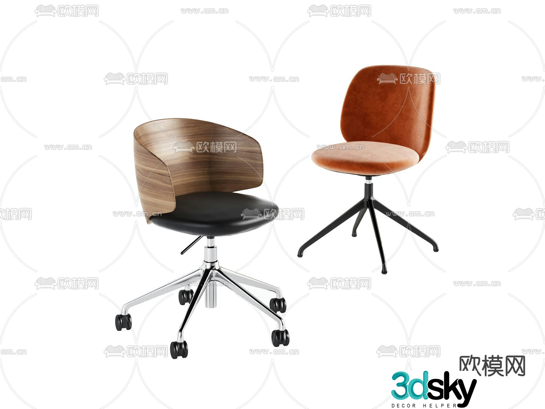 Office chair swivel chair staff chair 3d model