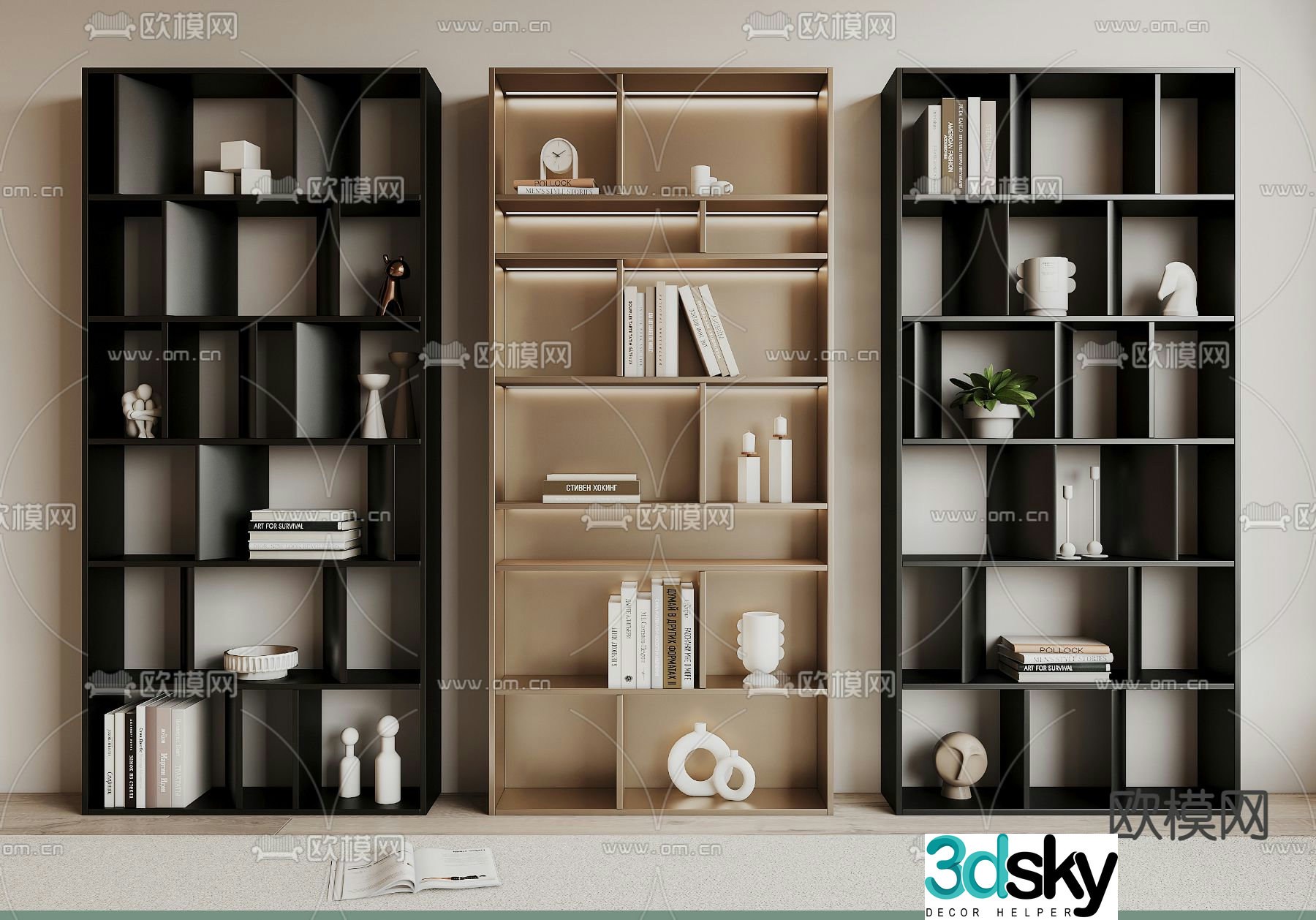 Metal bookcase bookshelf storage rack 3d model