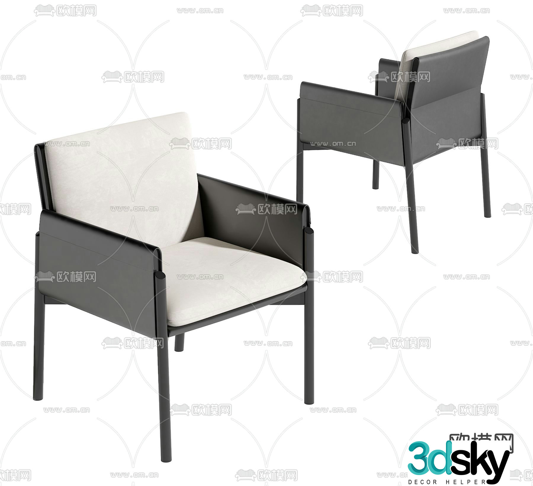 Modern chair dining chair 3d model