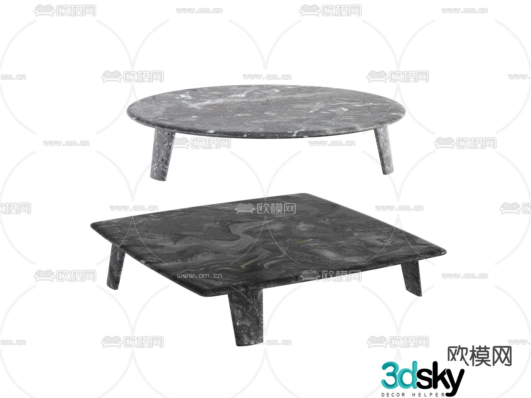 Marble coffee table round coffee table 3d model