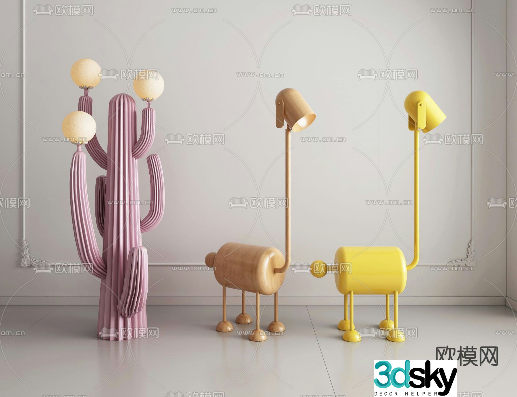 Children’s floor lamp cactus floor lamp 3d model