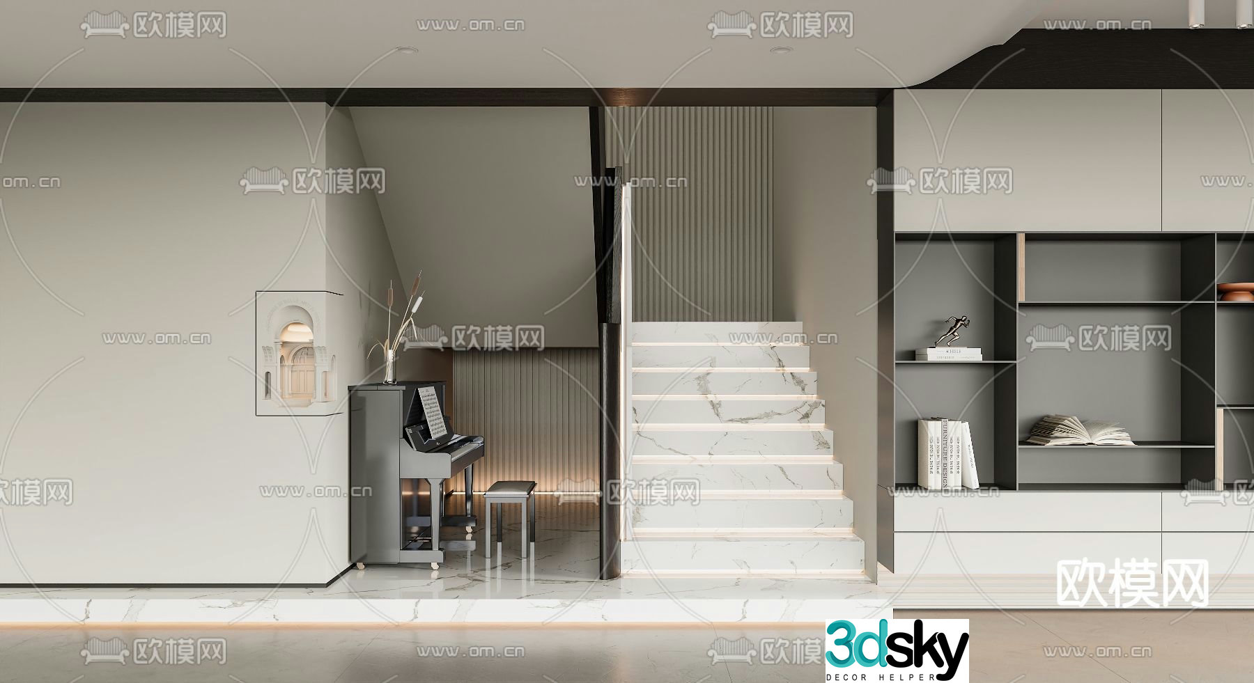 Handrail Stair Corner Stair 3D Model