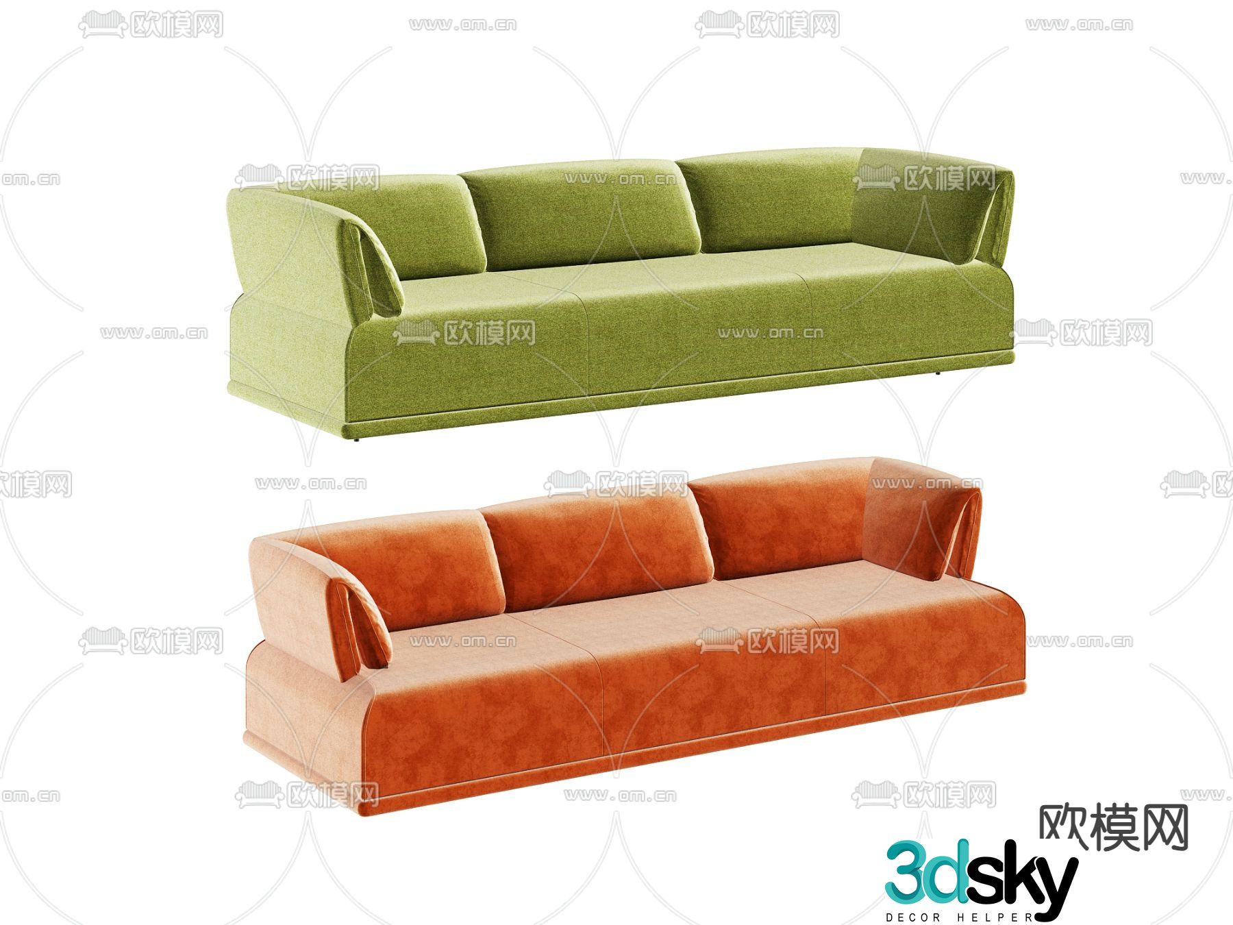 Modern sofa three-person sofa casual sofa 3d model