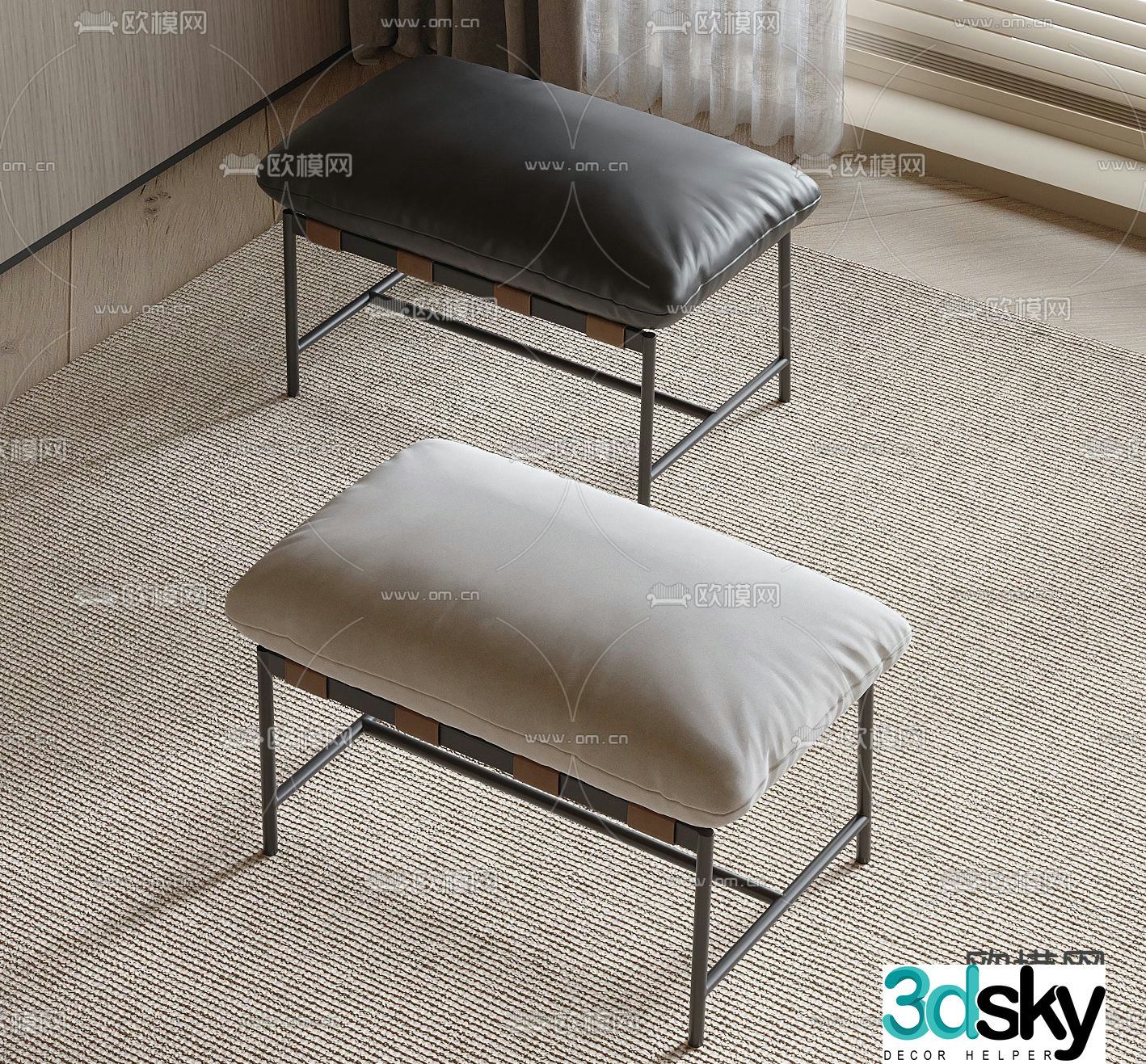 Modern stool shoe changing stool 3d model
