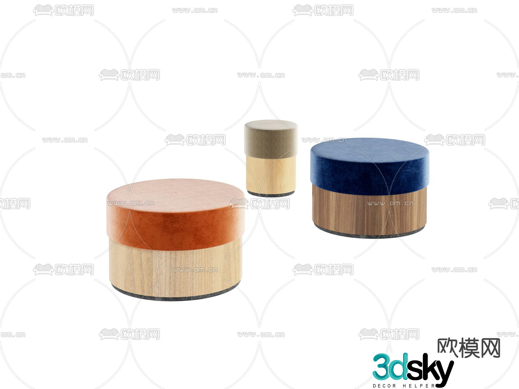 Modern stool round stool sofa stool 3d model