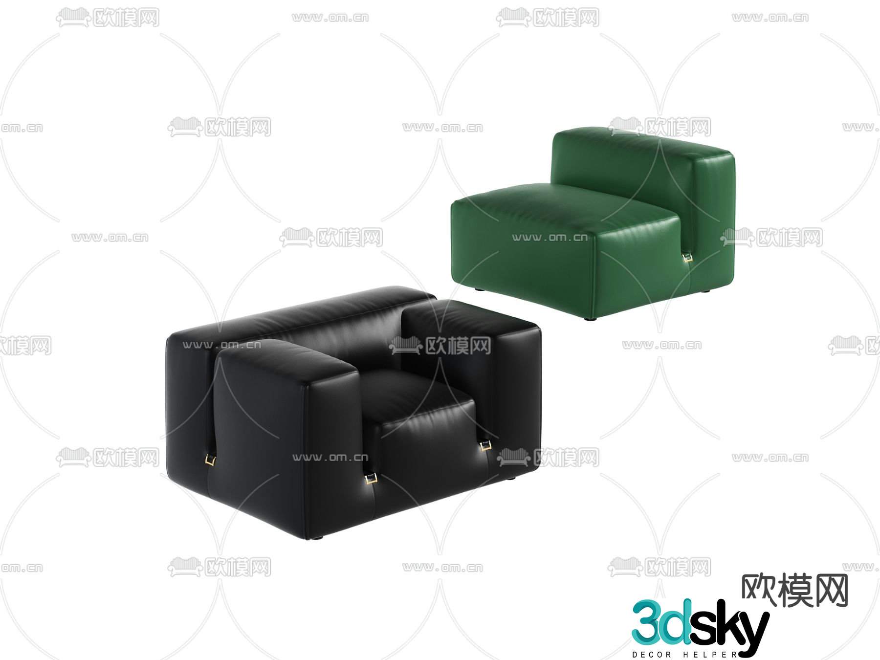 Leather sofa single sofa 3d model