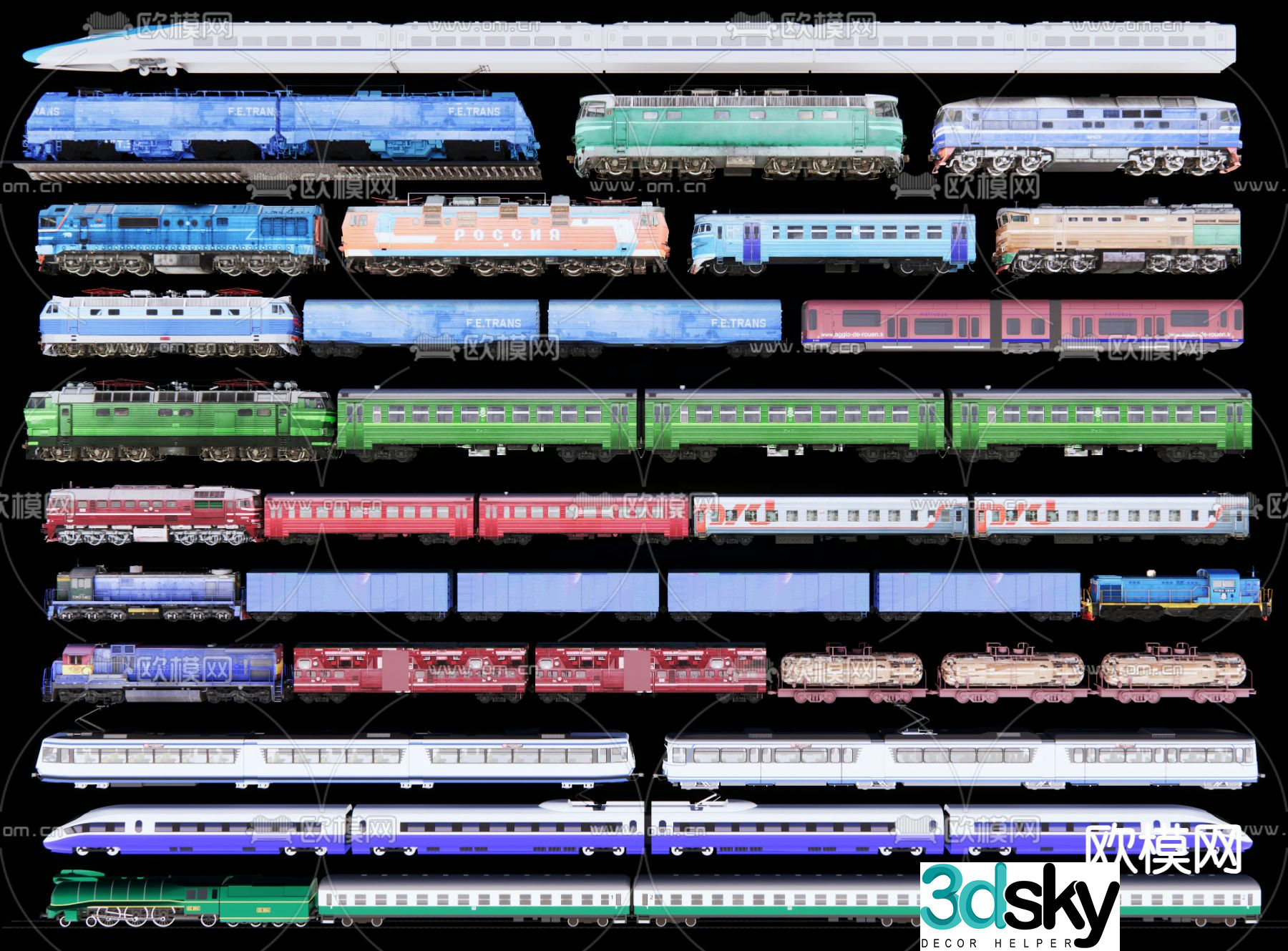 train high speed rail green train 3d model