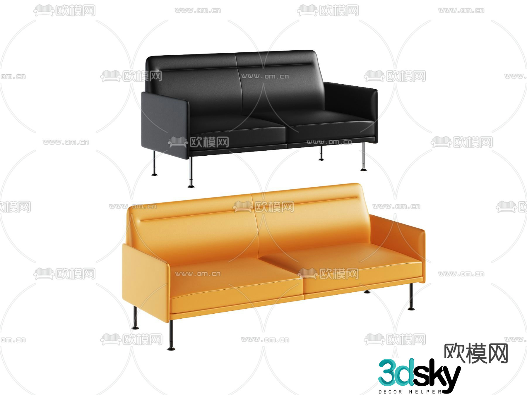 Modern double sofa 3d model
