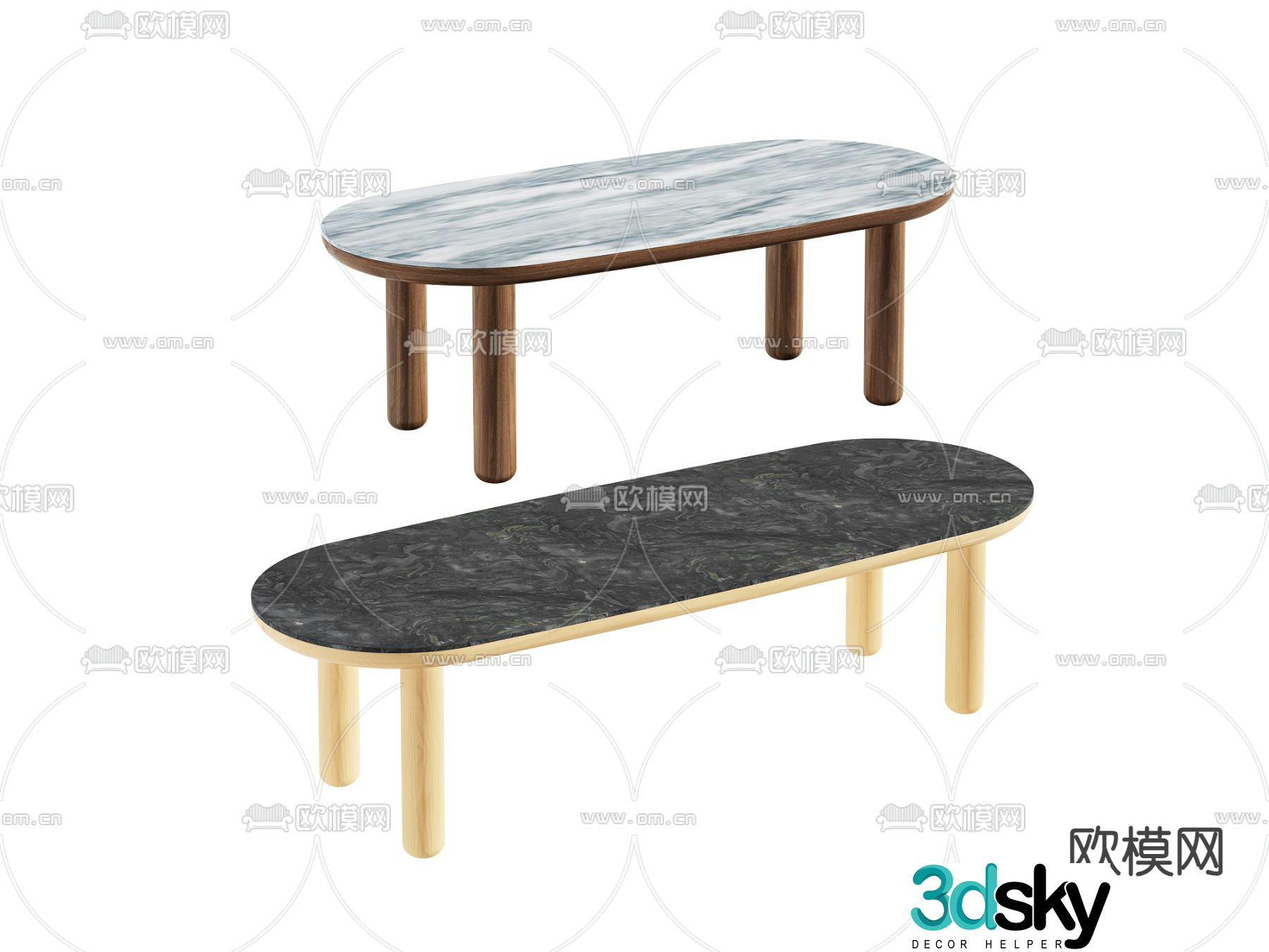 Modern dining table marble table 3d model