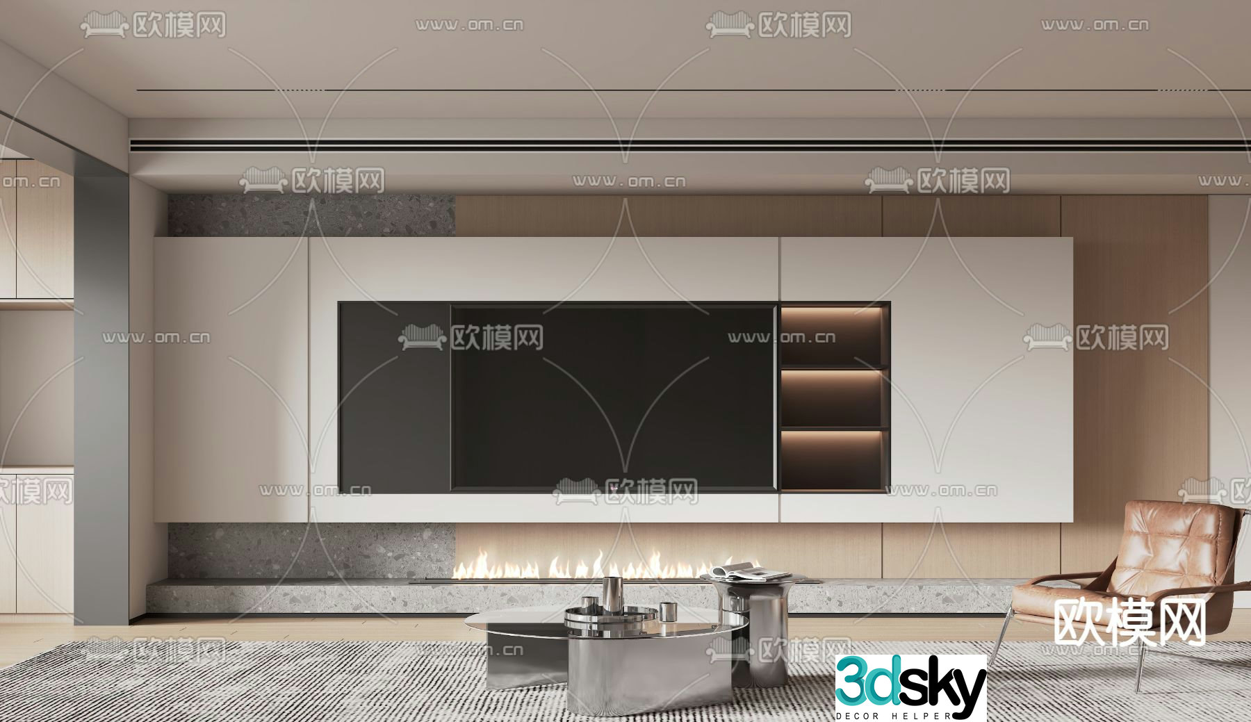 TV background wall 3d model