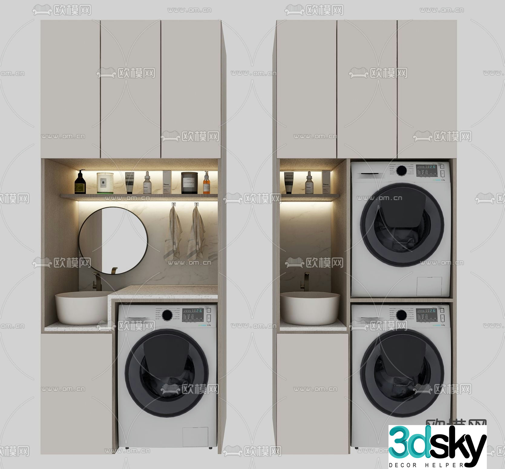 Balcony cabinet washing machine cabinet bathroom cabinet 3d model