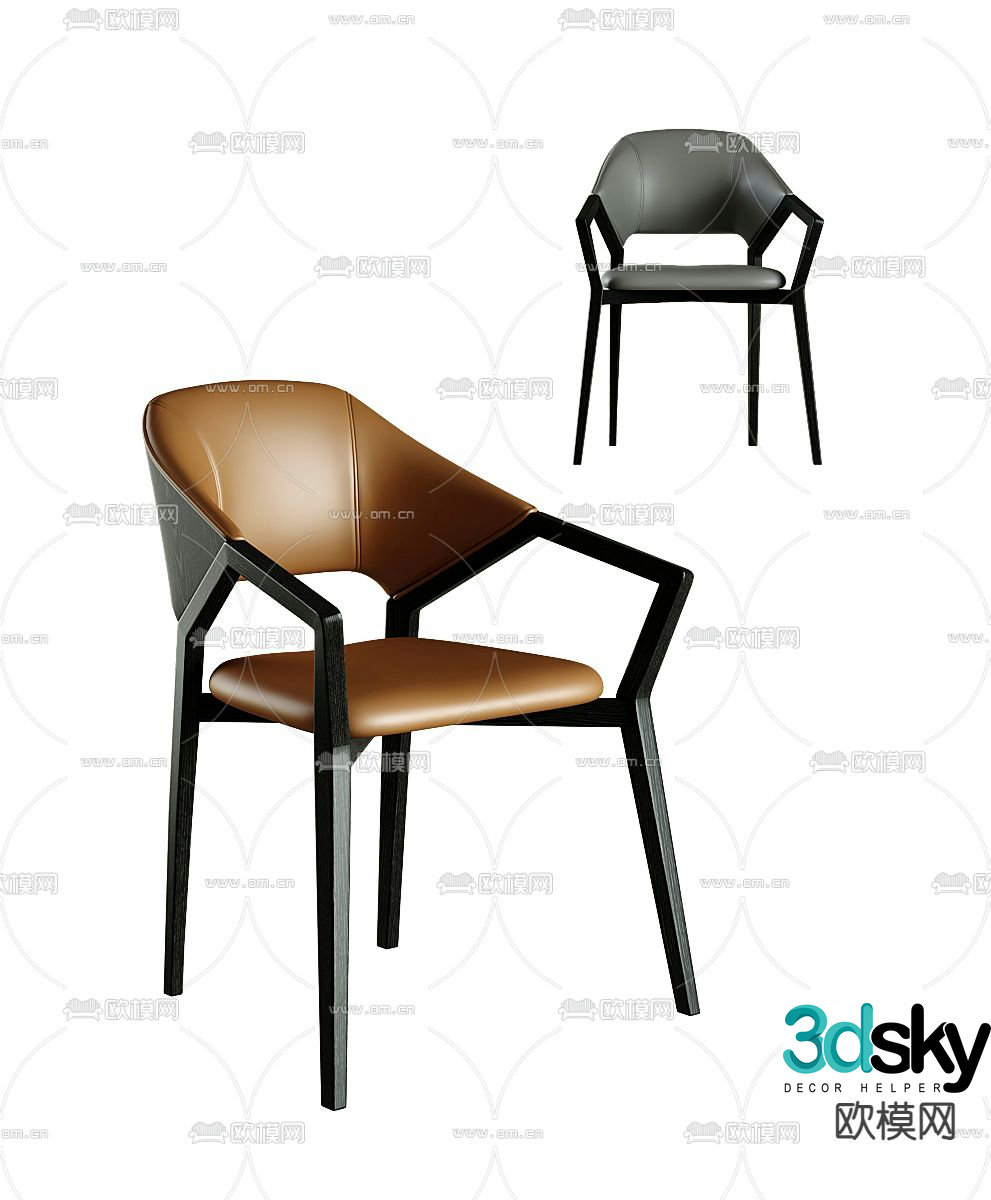 modern chair dining chair armchair 3d model