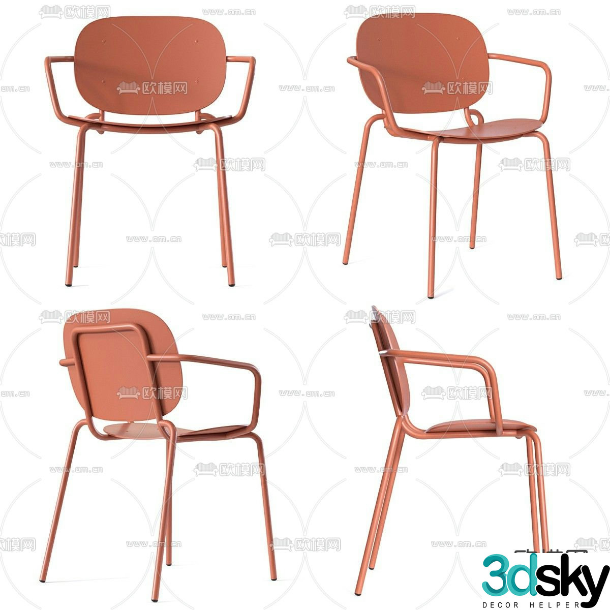 Iron chair dining chair 3d model