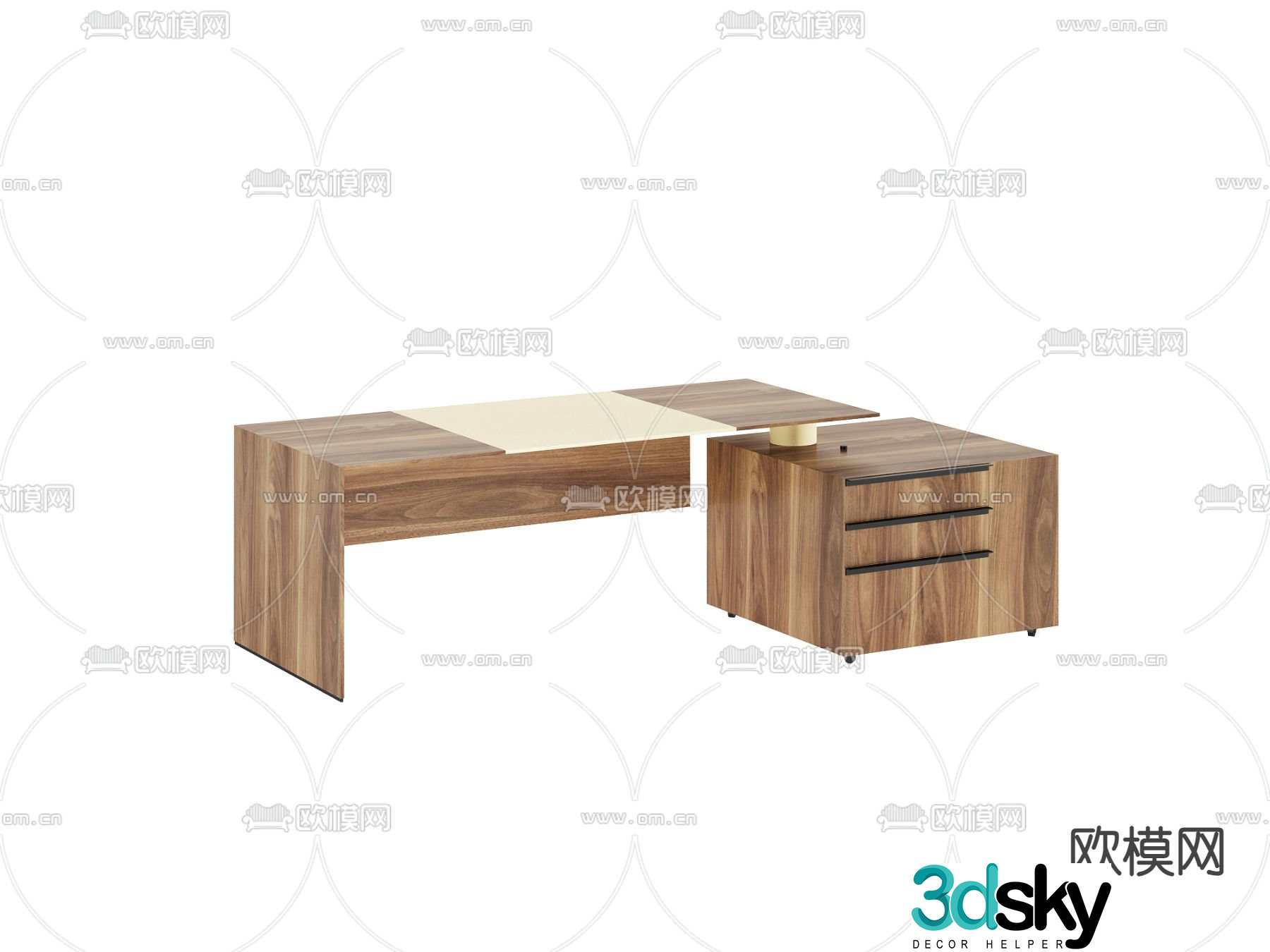 Modern office desk solid wood desk computer desk 3d model