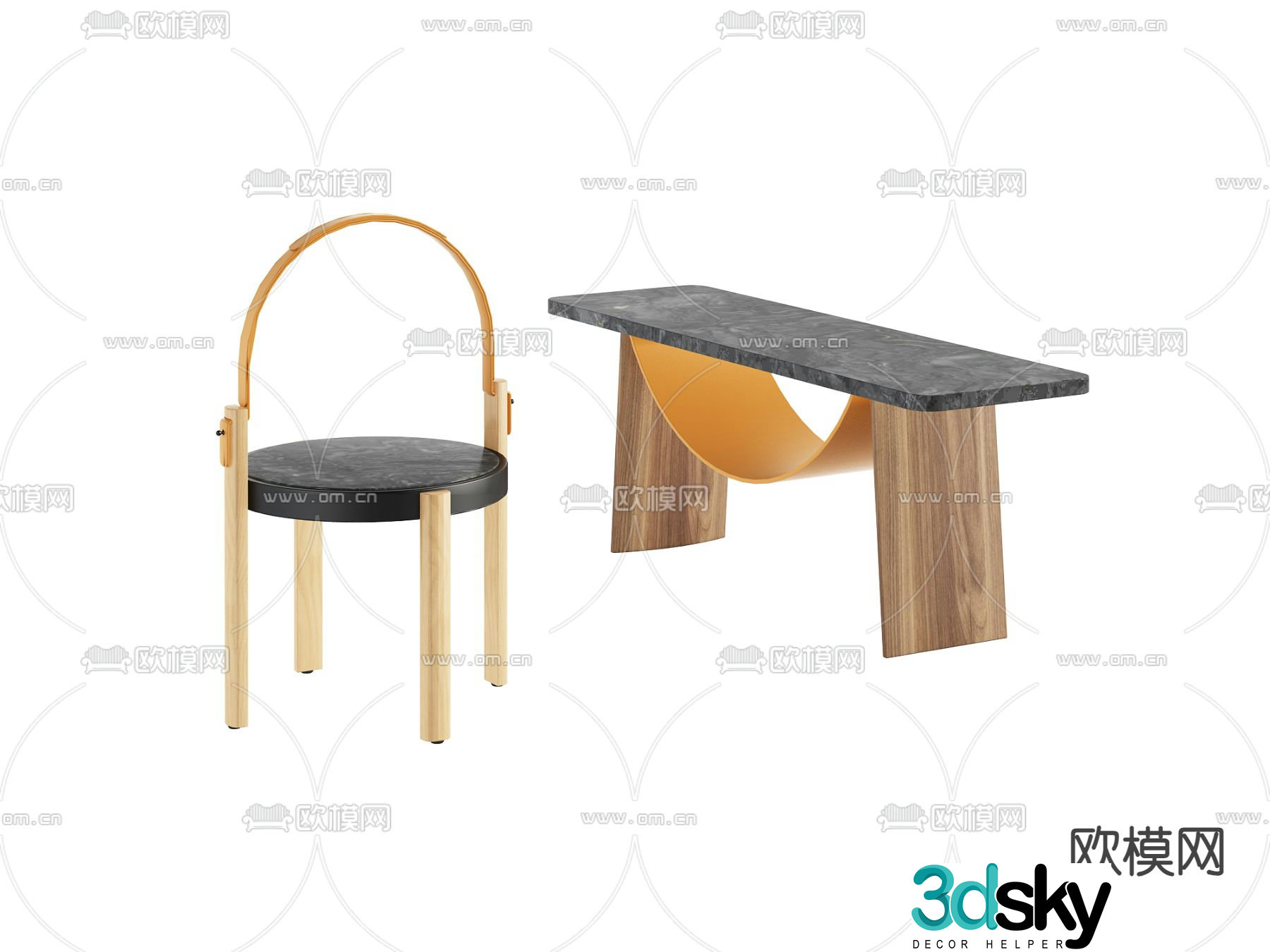 Modern coffee table side table 3D model