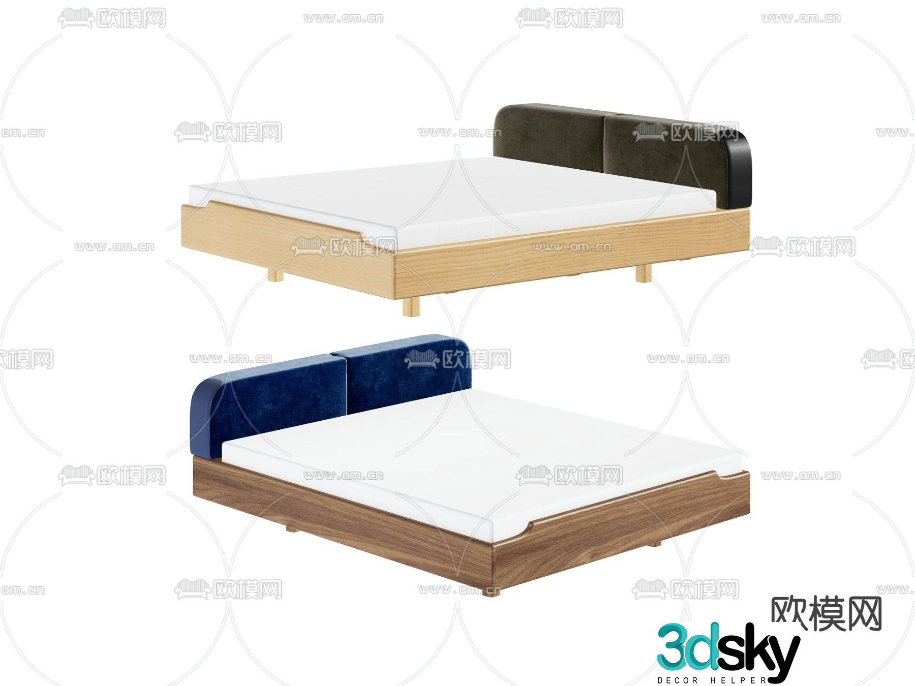 Modern double bed 3d model