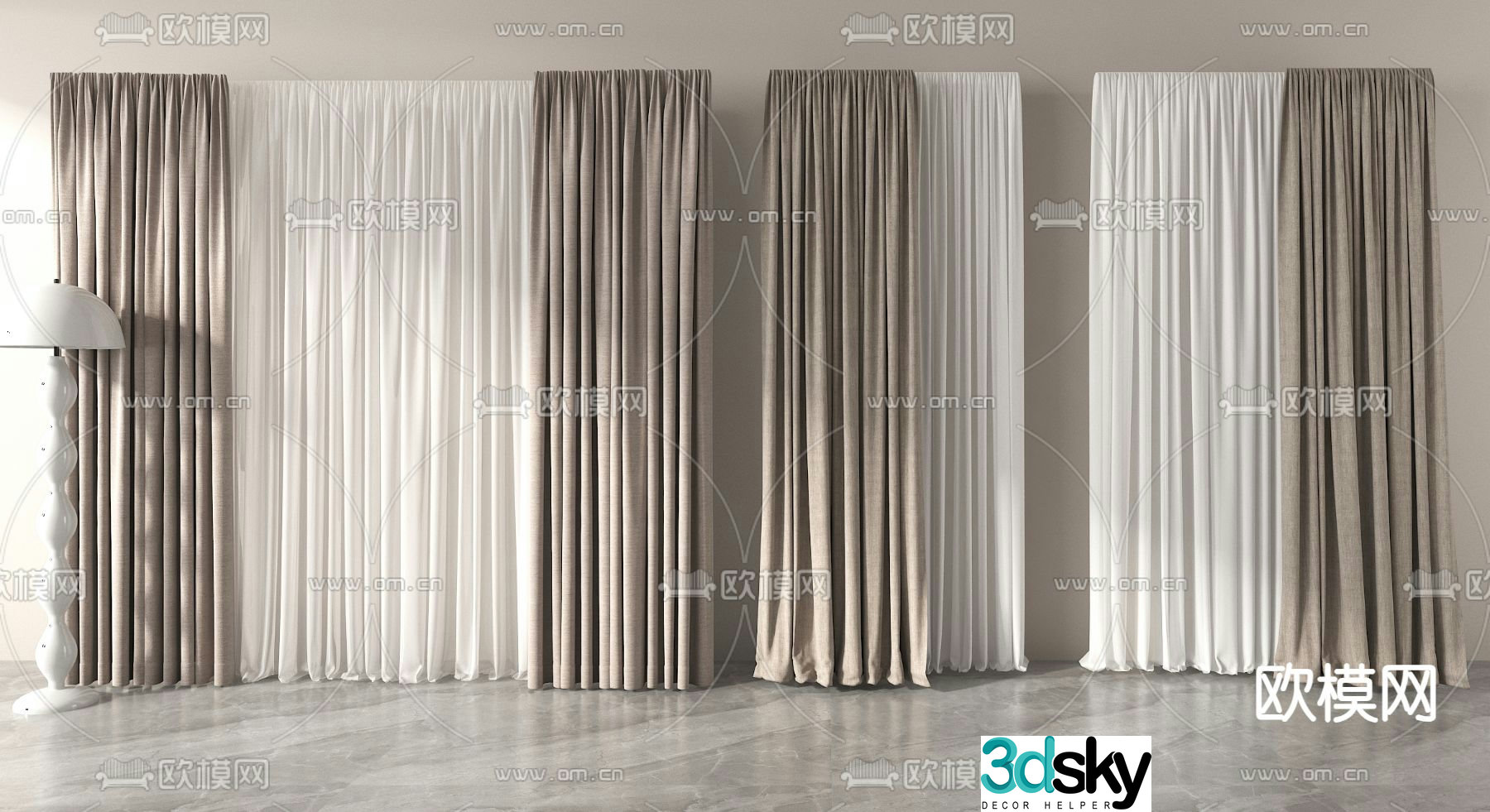 Curtains Cloth Curtains Gauze 3D Model