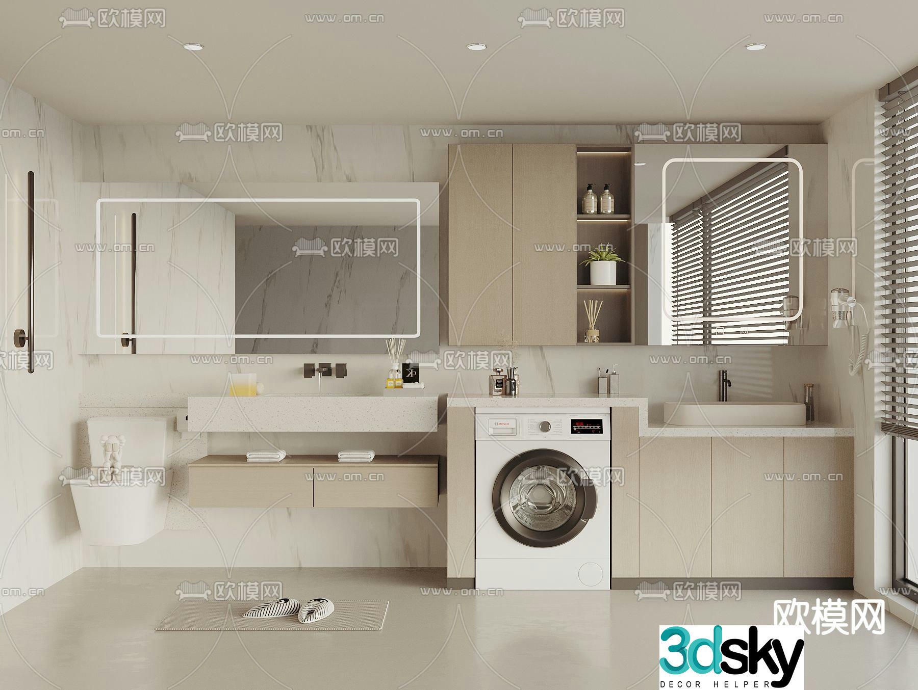 Bathroom cabinet washing machine cabinet 3d model