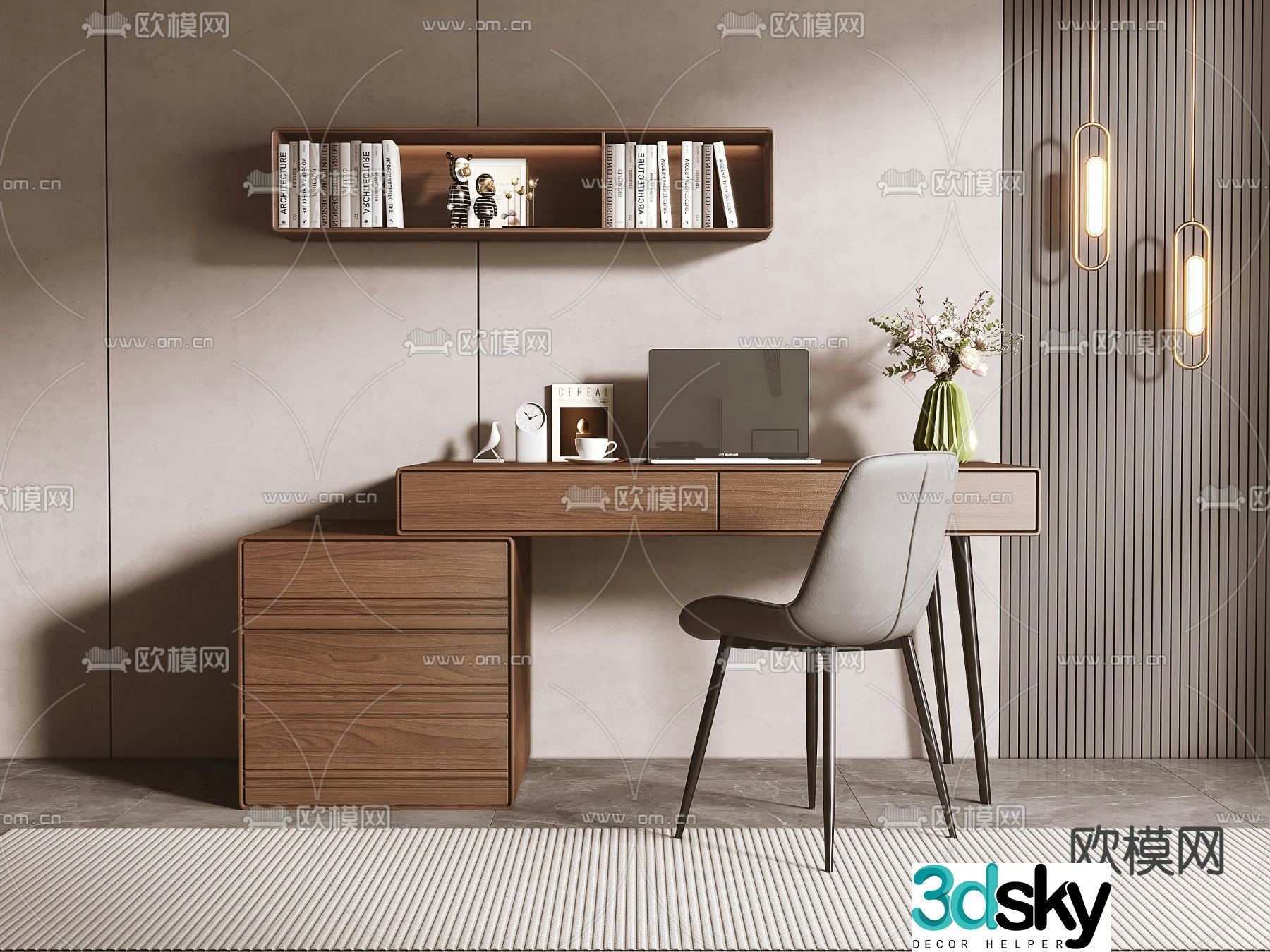 Modern desk writing desk computer desk 3d model