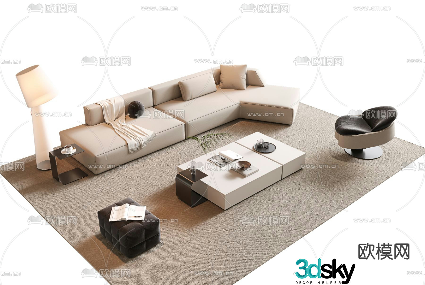 Modern sectional sofa 3d model