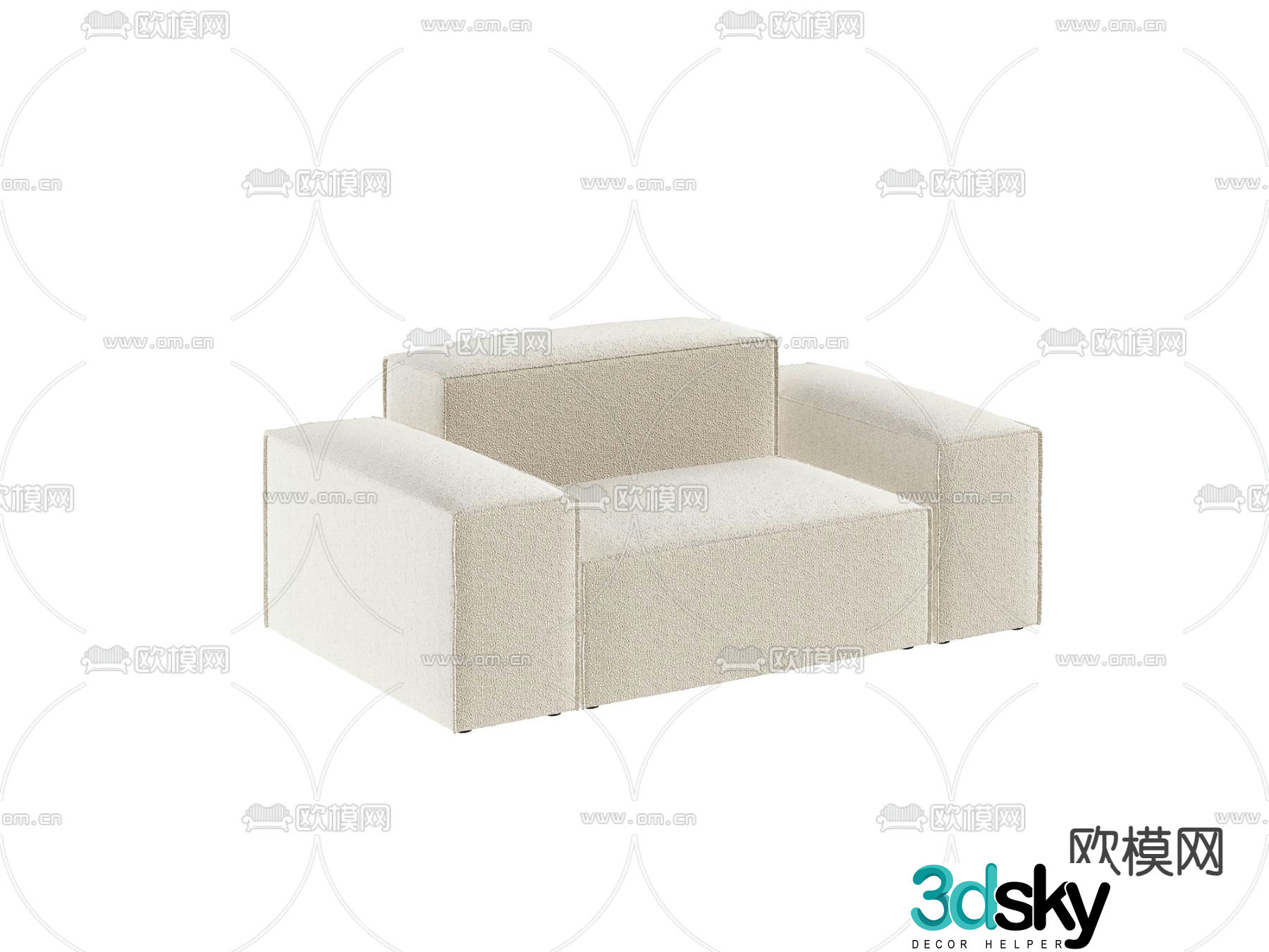 Single sofa tofu block sofa 3d model