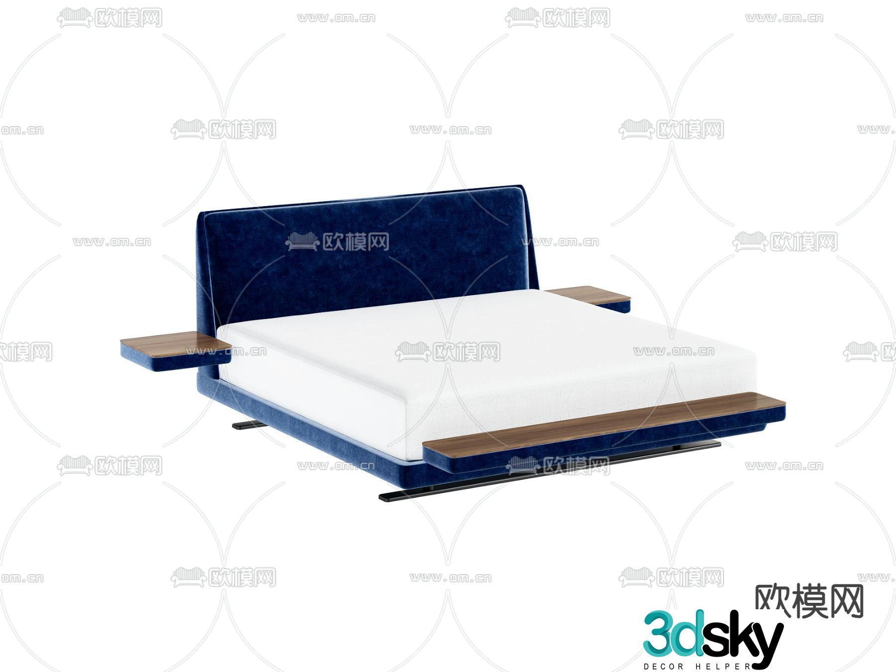 Modern double bed 3d model