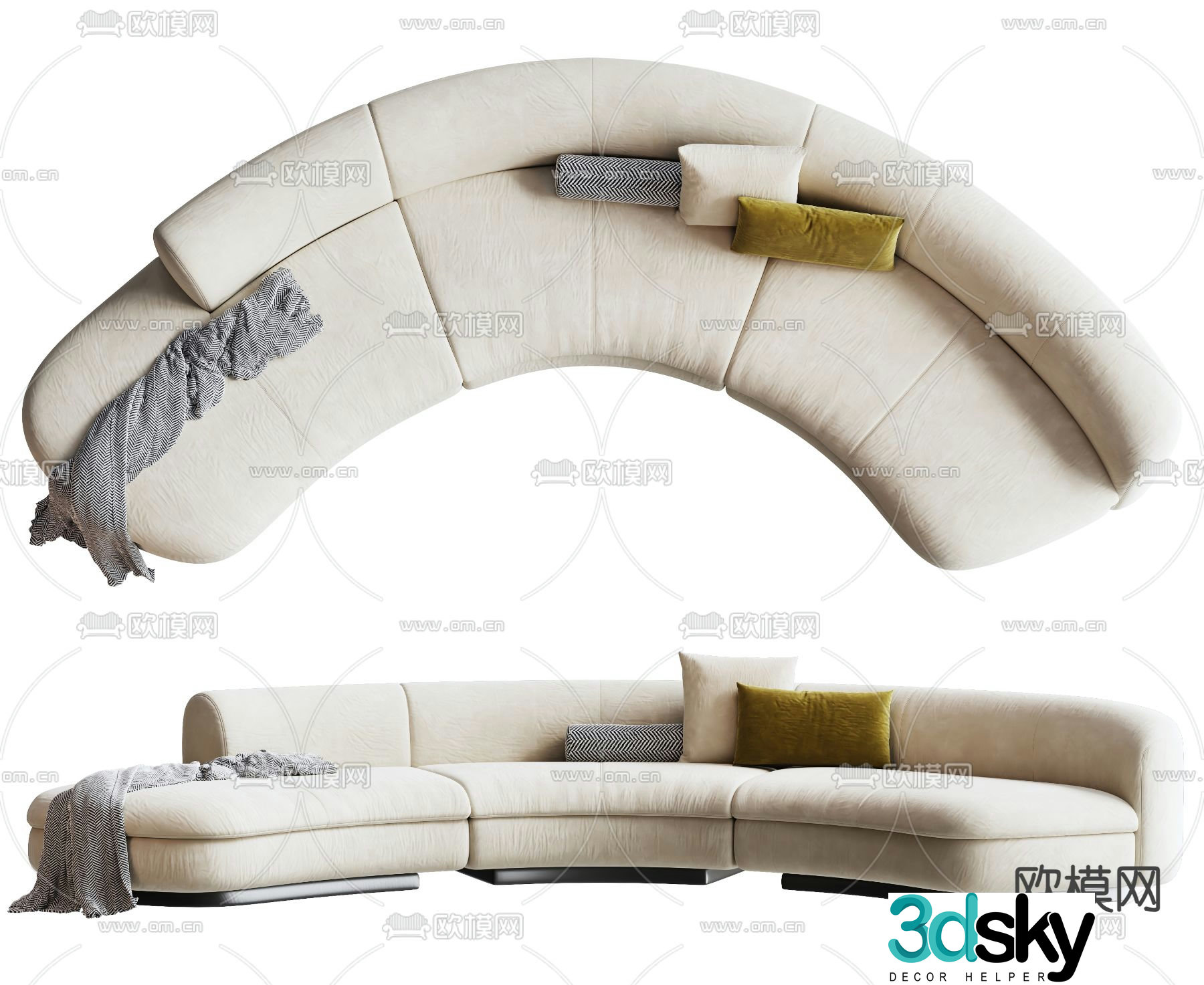 Special shaped sofa curved sofa 3d model