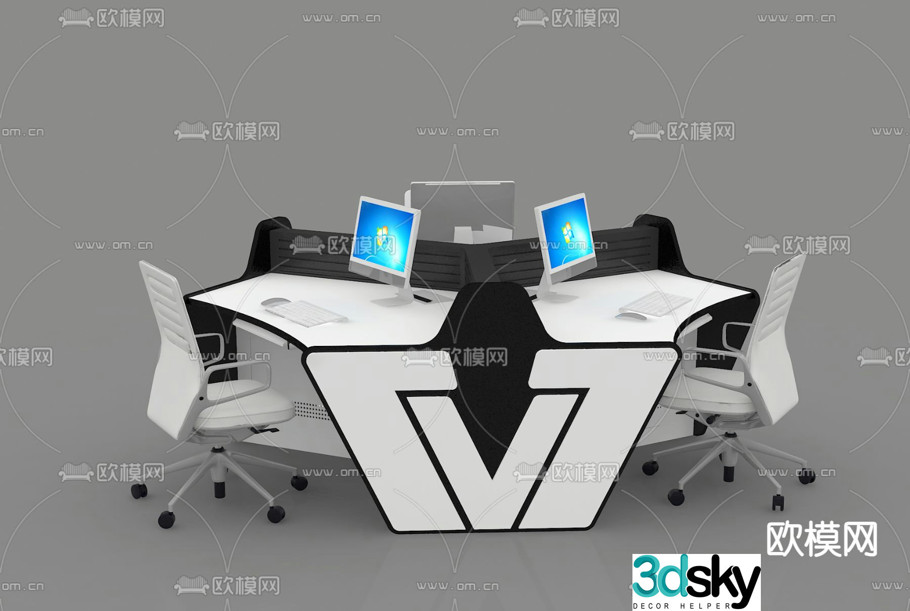 Gaming desk computer desk office desk 3d model