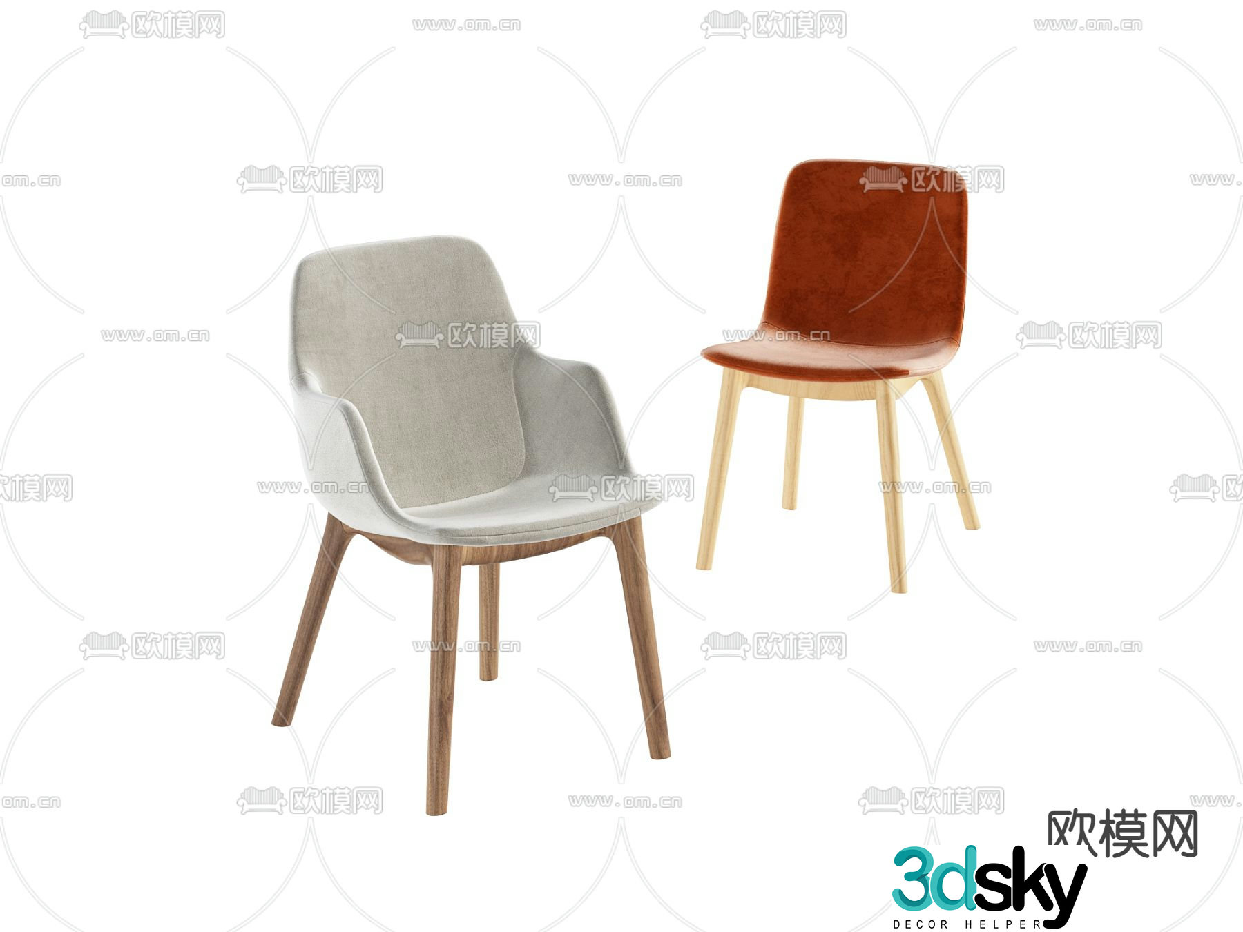 Modern chair dining chair 3d model