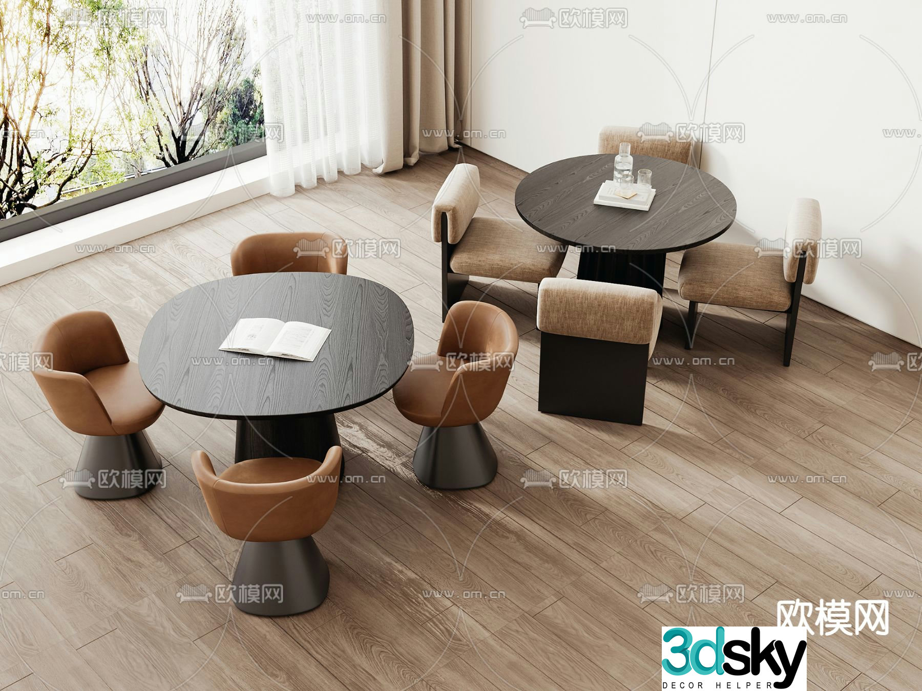 Modern leisure tables and chairs Negotiation tables and chairs 3d model