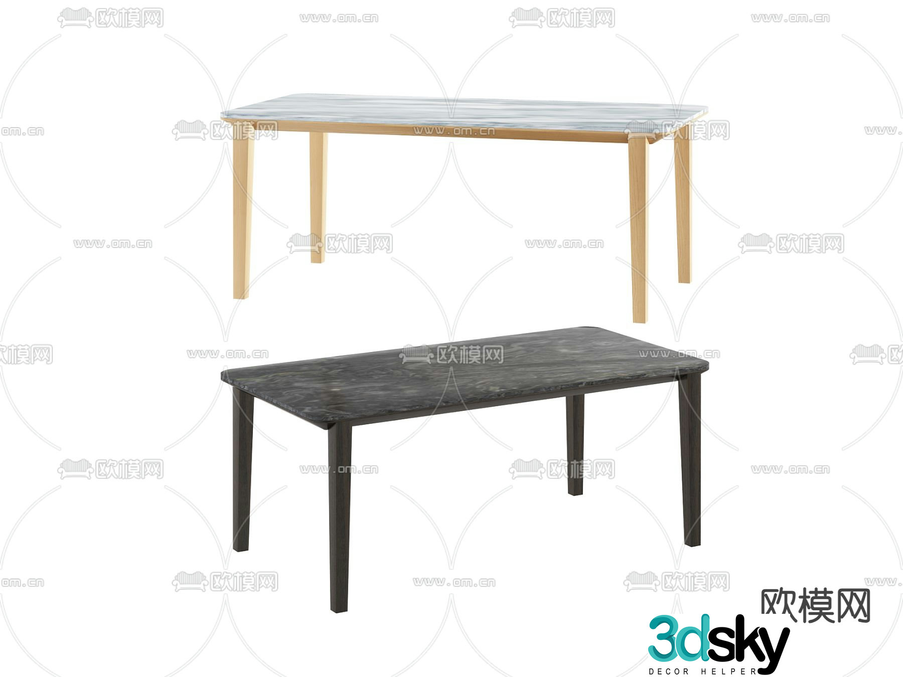 Modern dining table and chair dining table 3d model