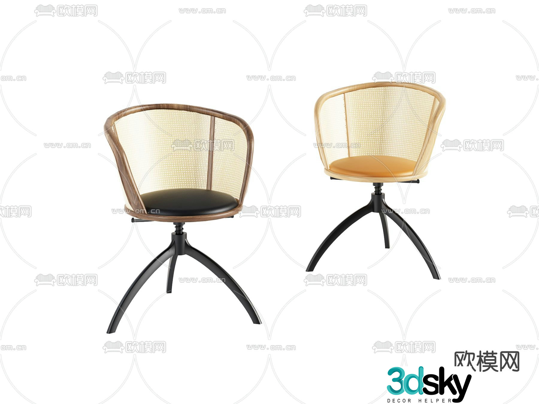 Rattan chair office chair negotiation chair 3d model