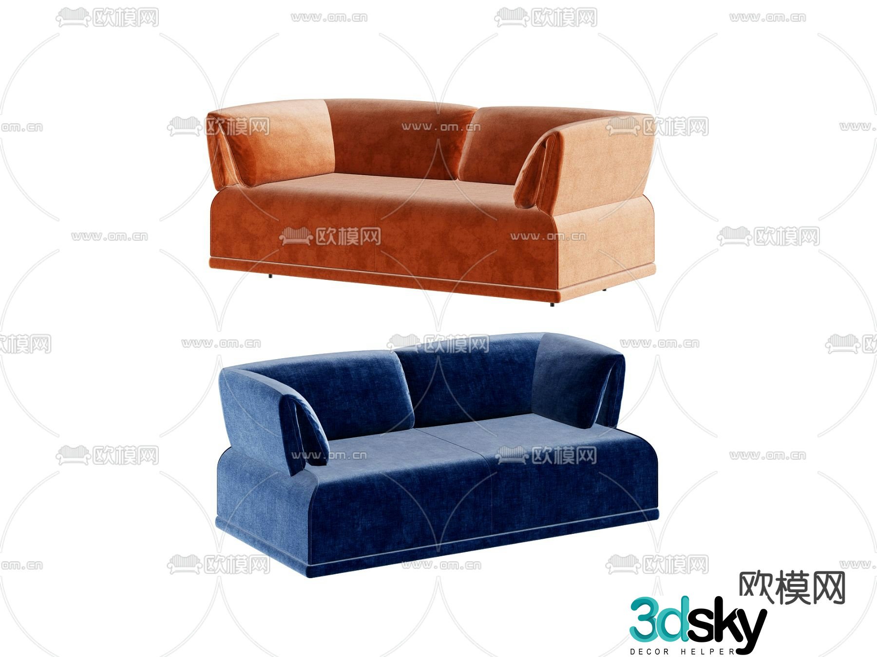 Modern sofa casual sofa double sofa 3d model