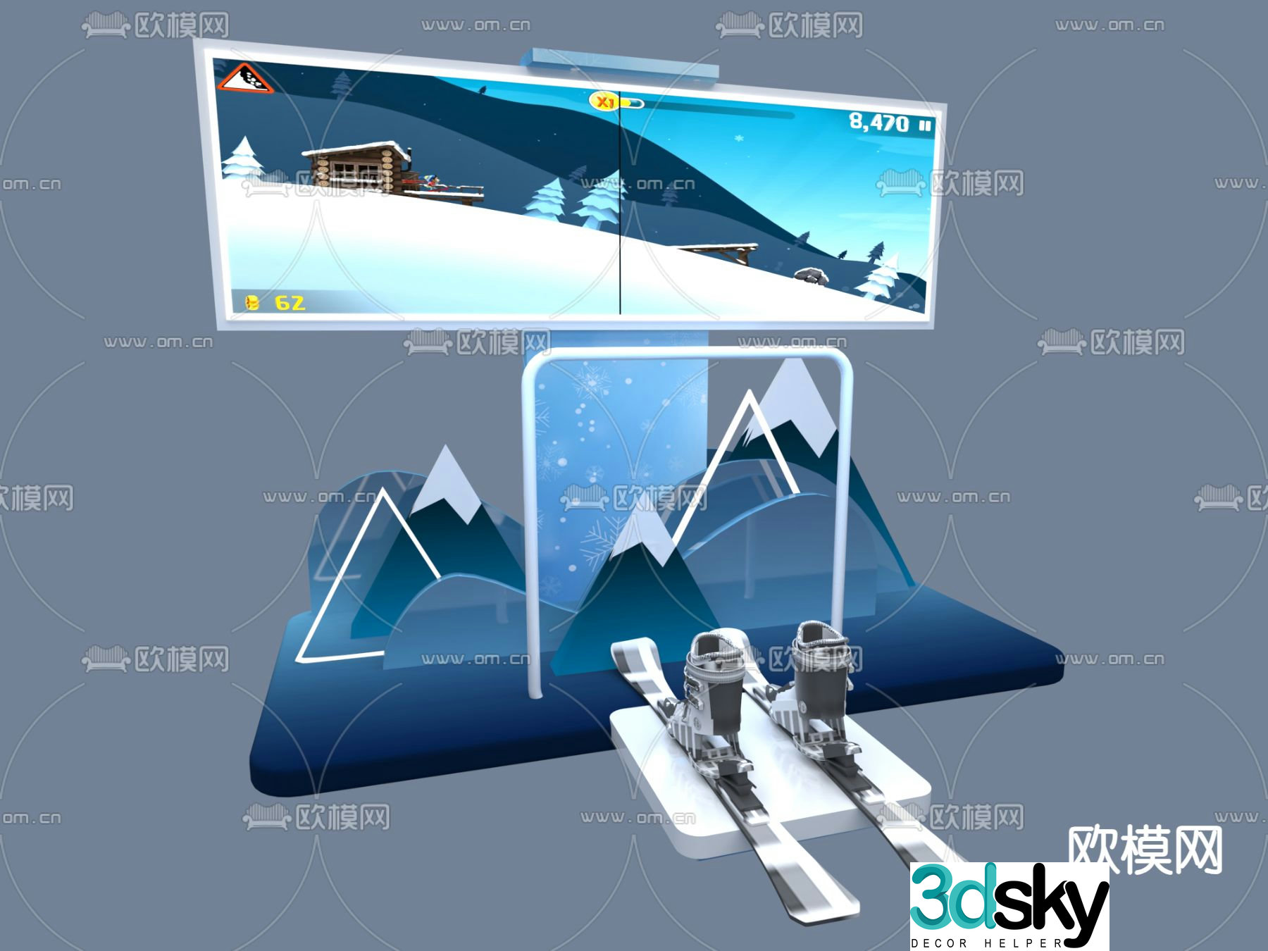 Technology games ski equipment interactive exhibition 3d model
