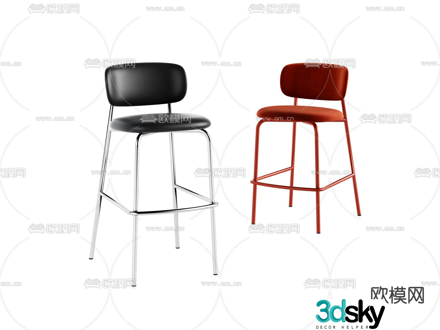 Modern bar stool bar stool high stool 3d model