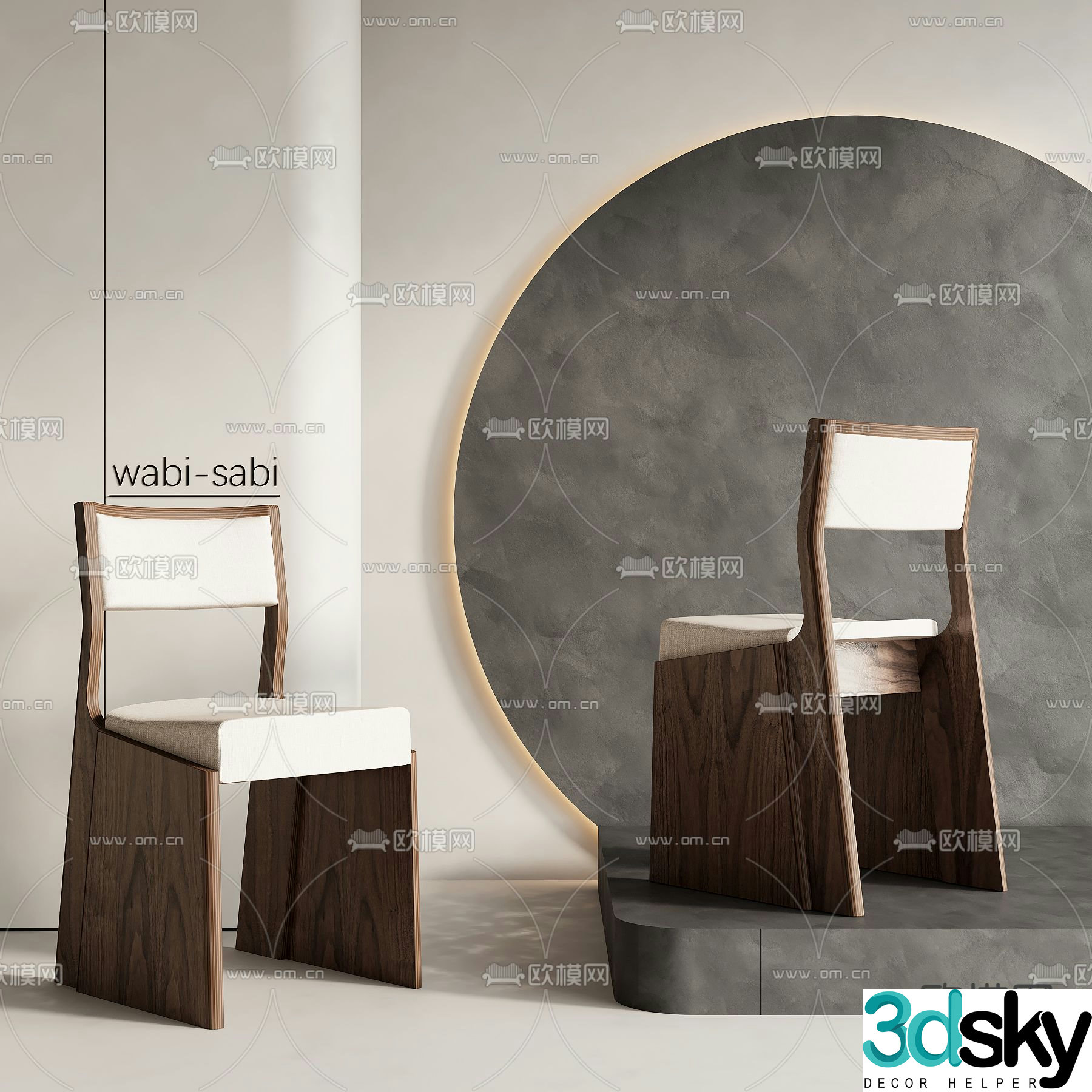 Wabi-sabi chair dining chair 3d model