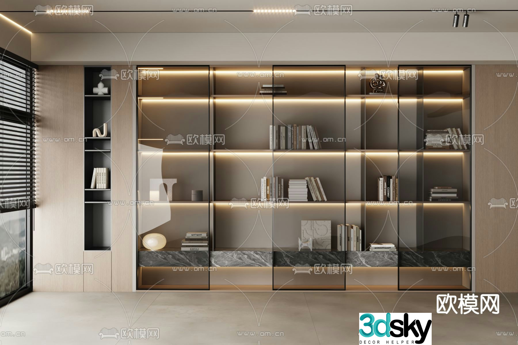 Modern bookcase bookshelf 3d model