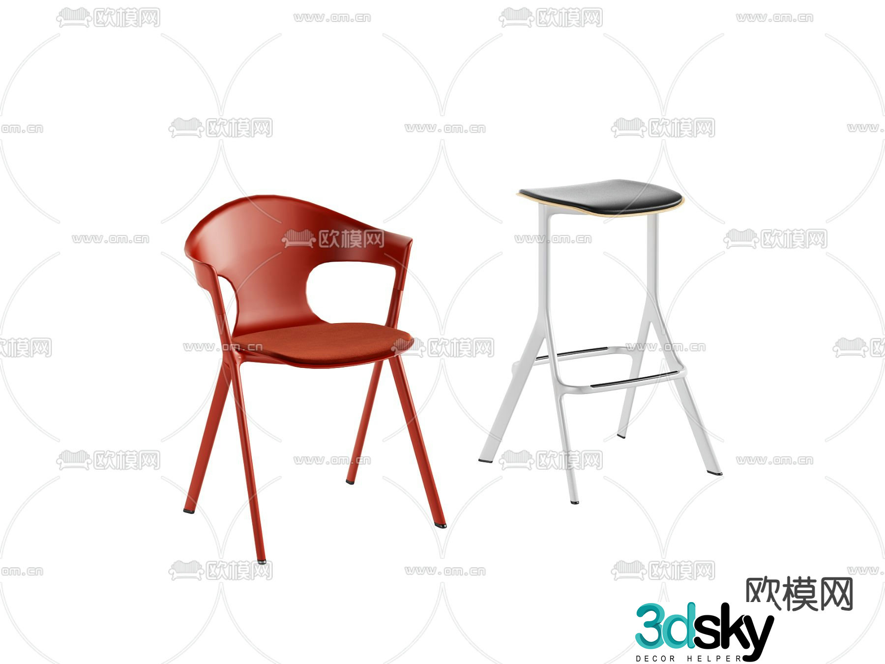 Modern chair Dining chair Bar chair 3d model