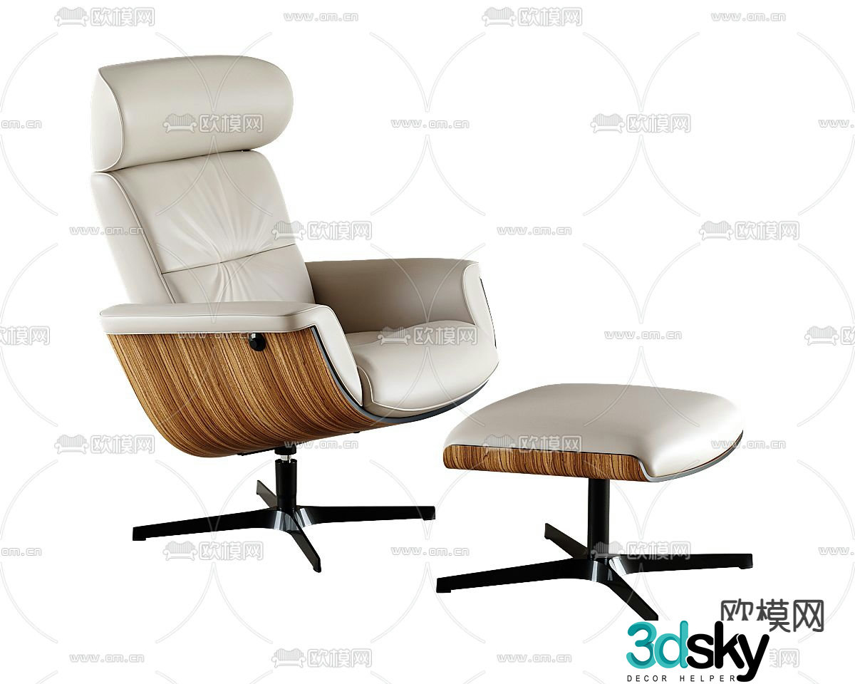 Leather executive chair boss chair footrest 3d model