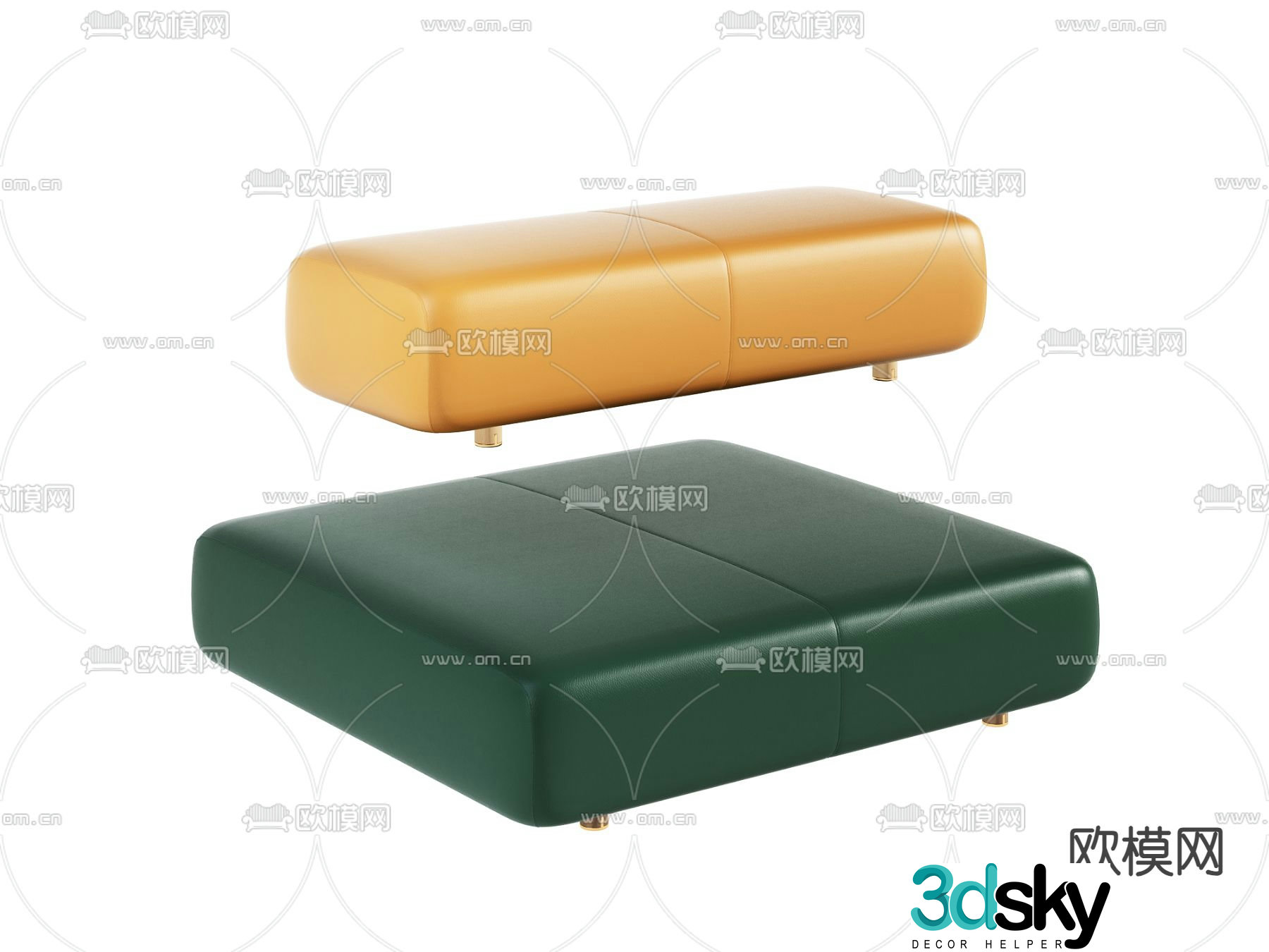 Modern footrest sofa stool 3d model